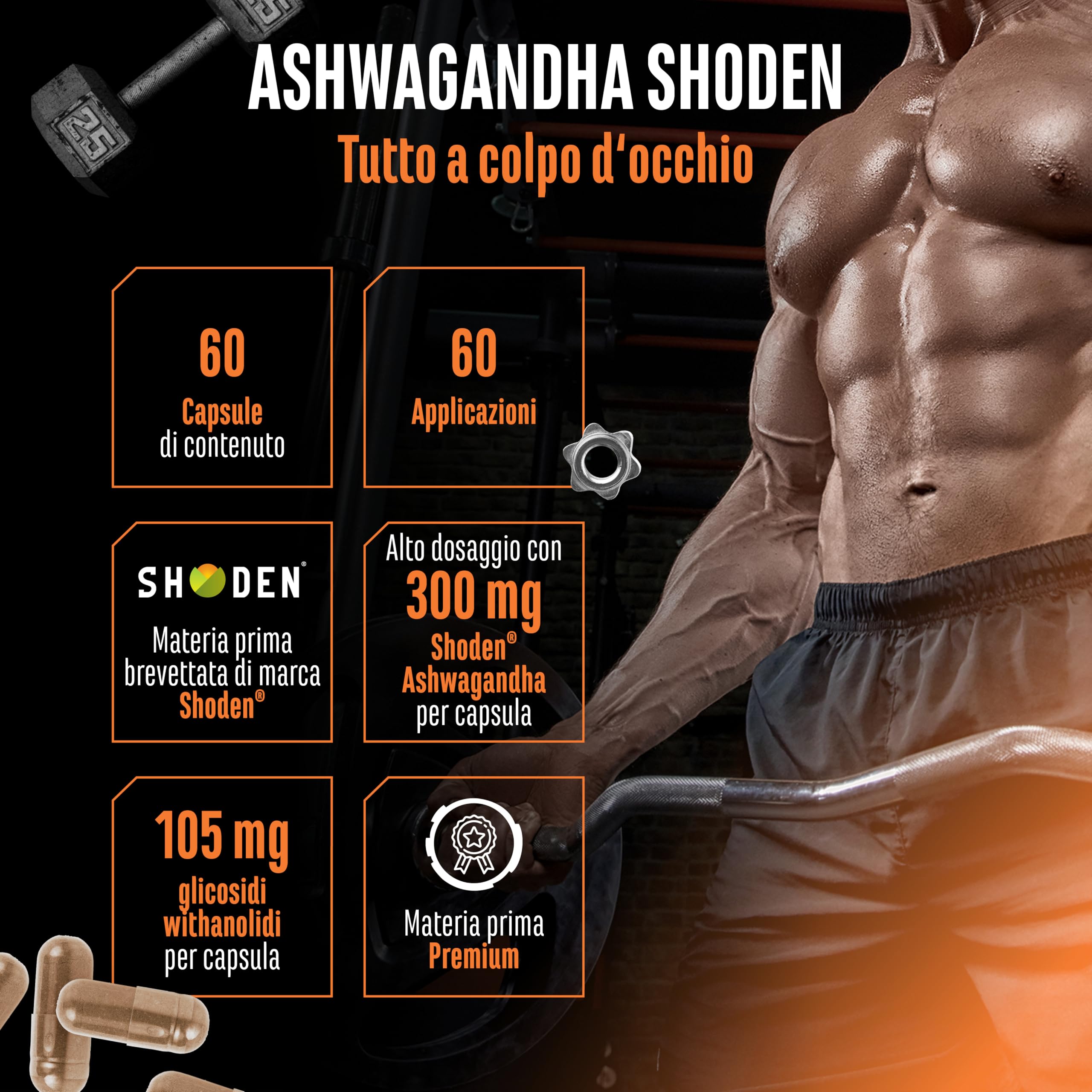 Ashwagandha Shoden® - 35% glicosidi withanolidi - Estratto brevettato di radice di ashwagandha - Elevata biodisponibilità, altamente dosato, vegano - 60 capsule