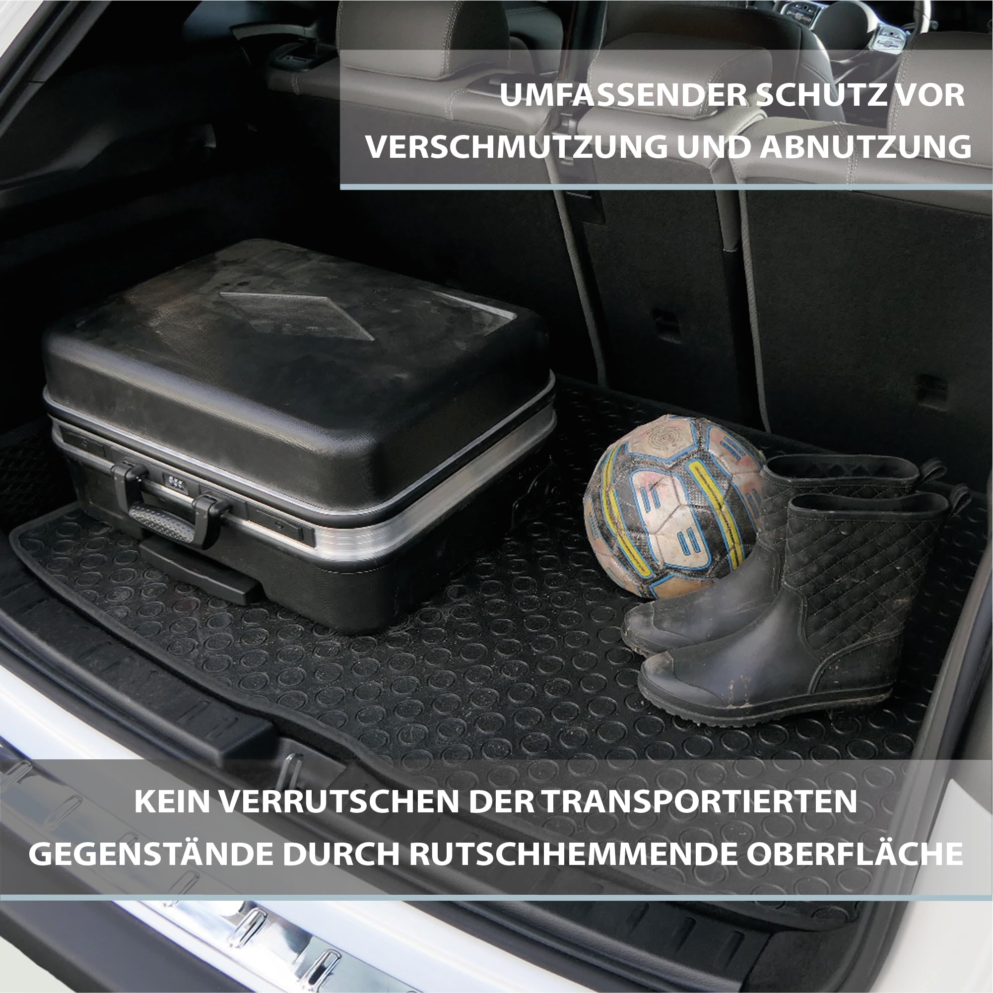 Dual Function – Kofferraummatte Passend für Ford Focus 4 Turnier | BJ 09/2018-11/2025 (5-Türer) | beidseitig nutzbare pflegeleichte & wasserdichte Schutzmatte f. das Auto | Made in Germany