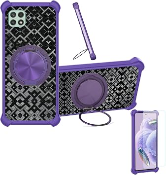 Case Compatible for Samsung Galaxy Buddy Phone Case Cover [with 1* Tempered Glass Screen Protector] Hybrid Case[360 Ring Support, Magnetic] CX-17-ZI