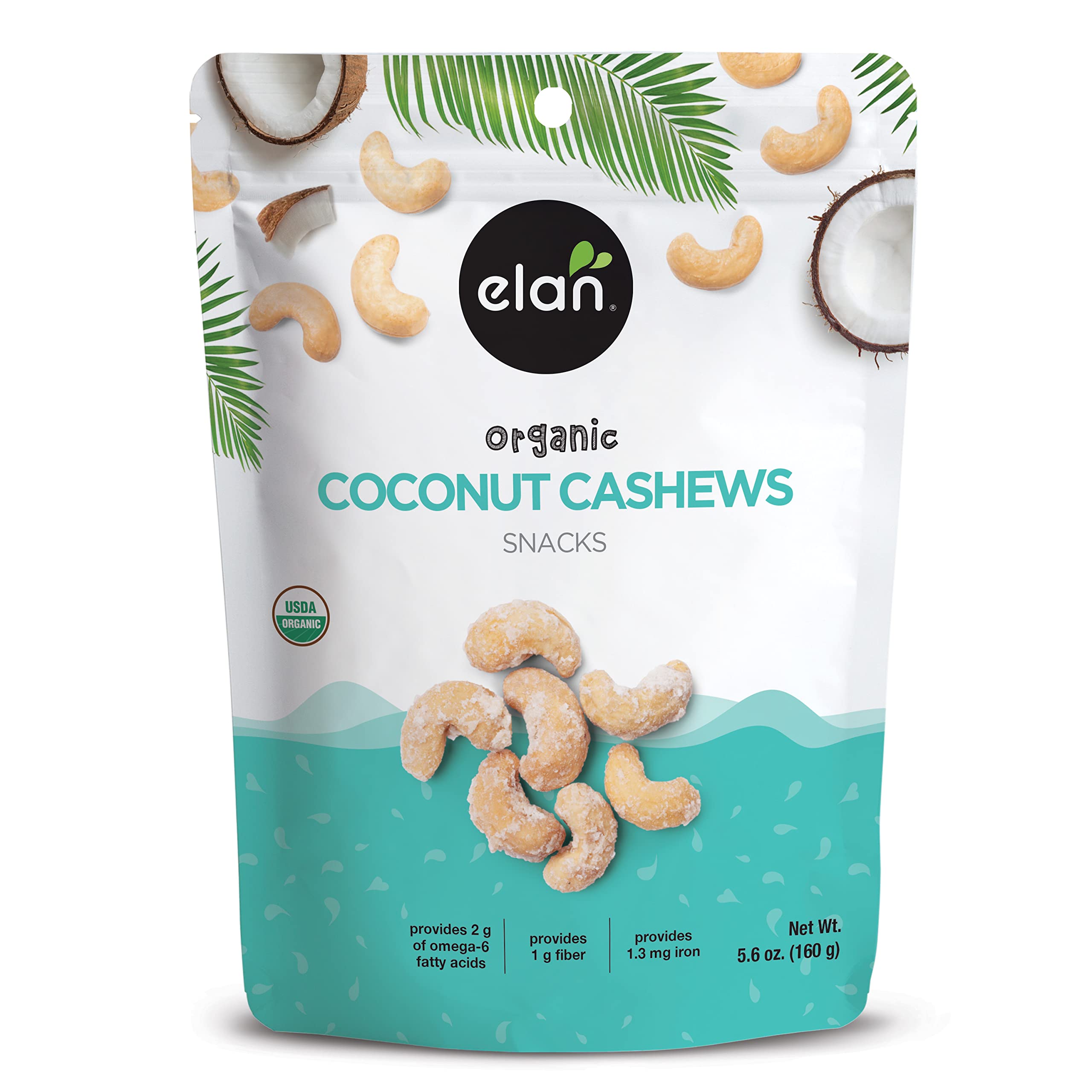 Amazon Com Elan Coconut Cashews Organic Snack 5 6 Oz Roasted Cashew Nuts Coated With Coconut Coconut Sugar Himalayan Sea Salt Vegan Gmo Free Vegetarian Gluten Free Grocery Gourmet Food