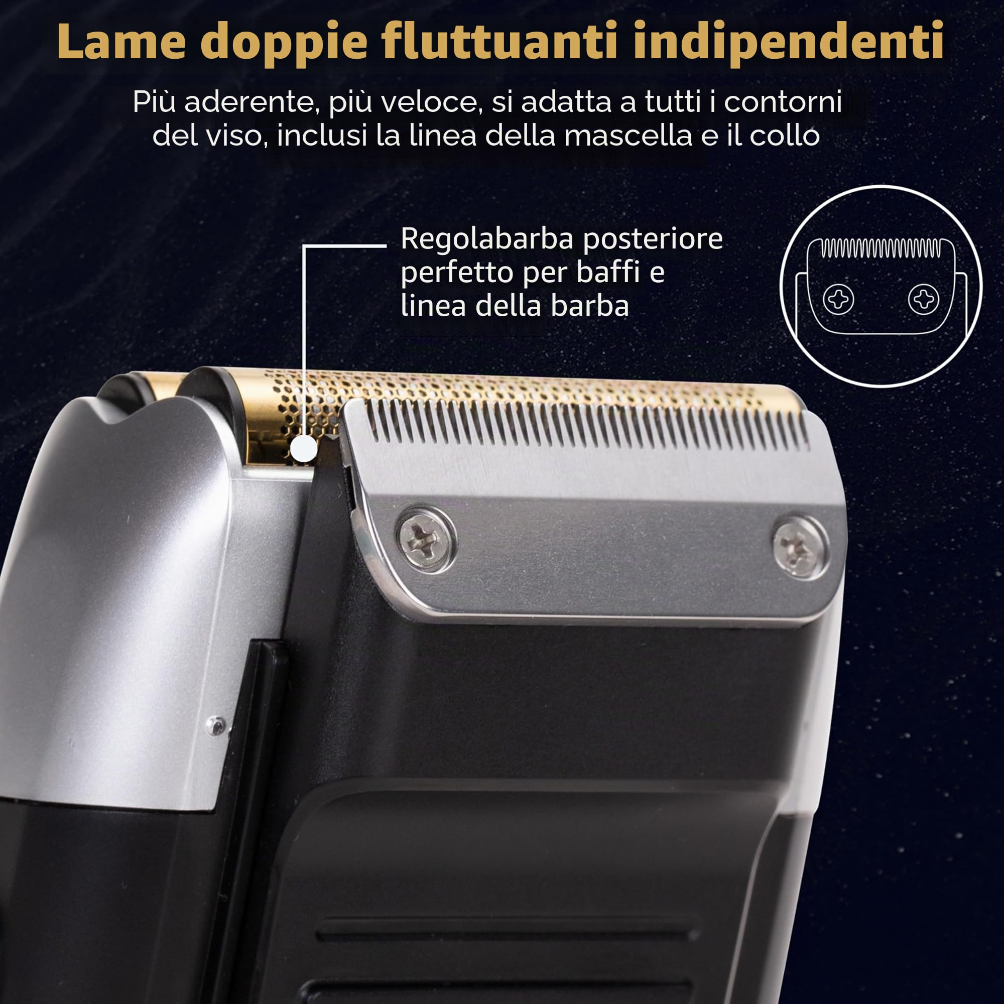 Kemei Rasoio elettrico a lamina per uomo con rifinitura della calvizie Rasoi elettrici senza filo con display a LED,Regali per la Festa Del Papà