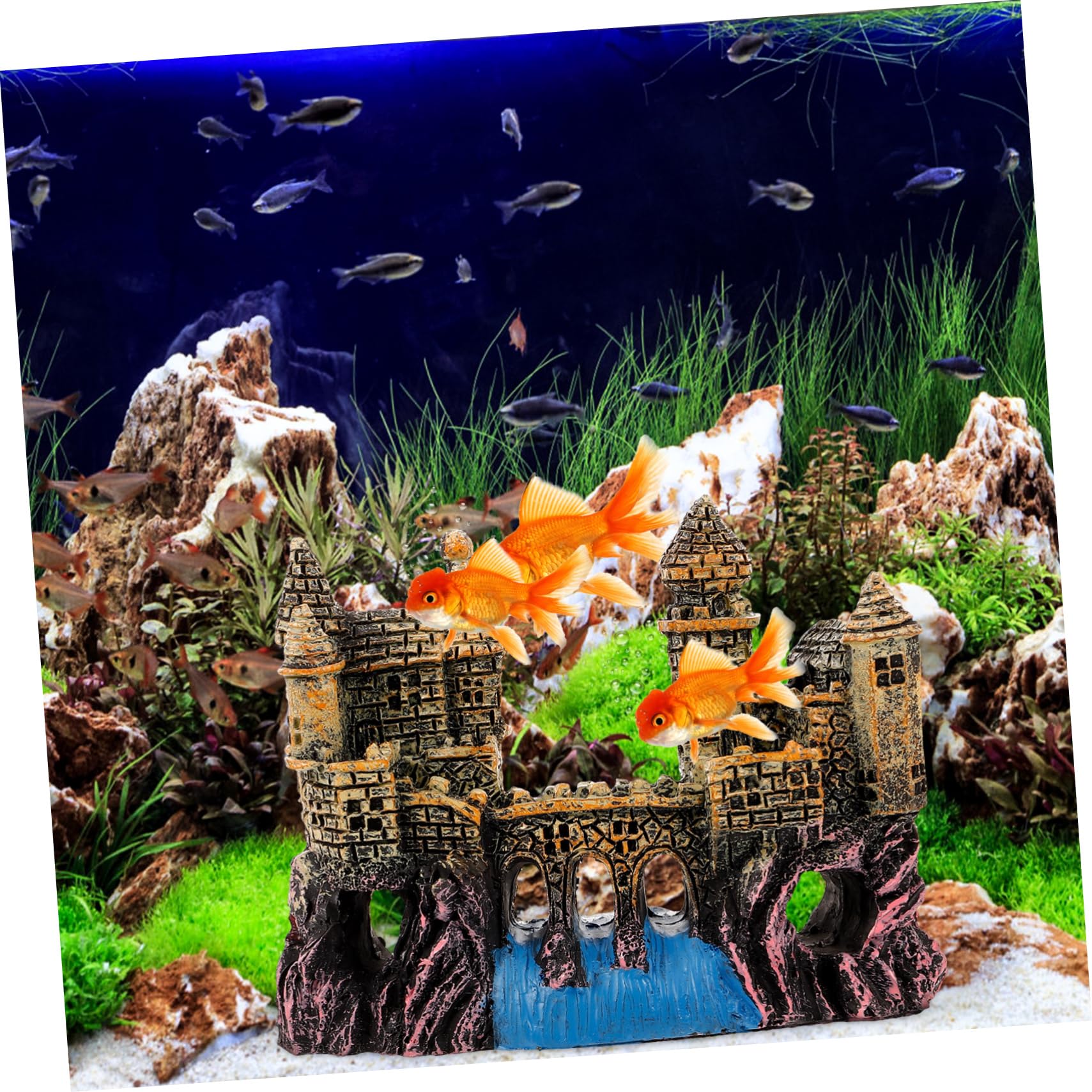 Happyyami 4piezas Mini Castillo para Acuarios Decoración De Acuario Estilo Europeo Adorno Simulado para Peceras y Jardines Acuáticos Seguro para Peces y No Contamina El Agua