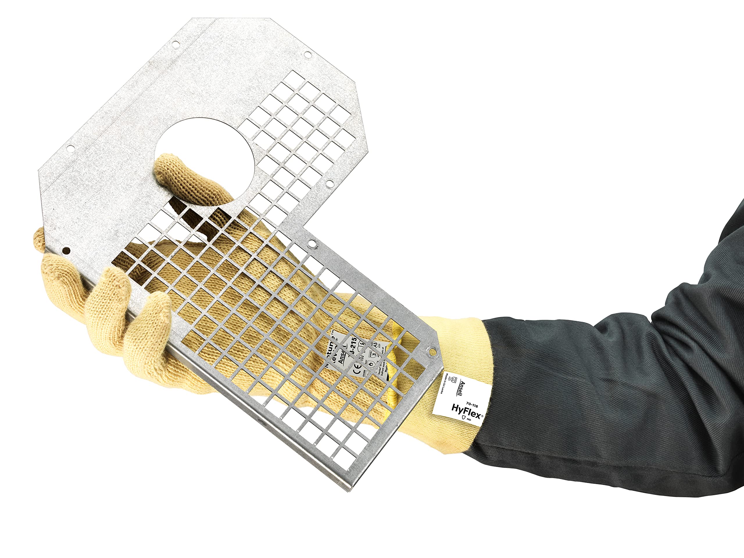 Ansell HyFlex 70-215 Gants de Travail Industriels, Protection Mécanique, Résistance aux Coupures, Jaune, Taille L (12 Paires)