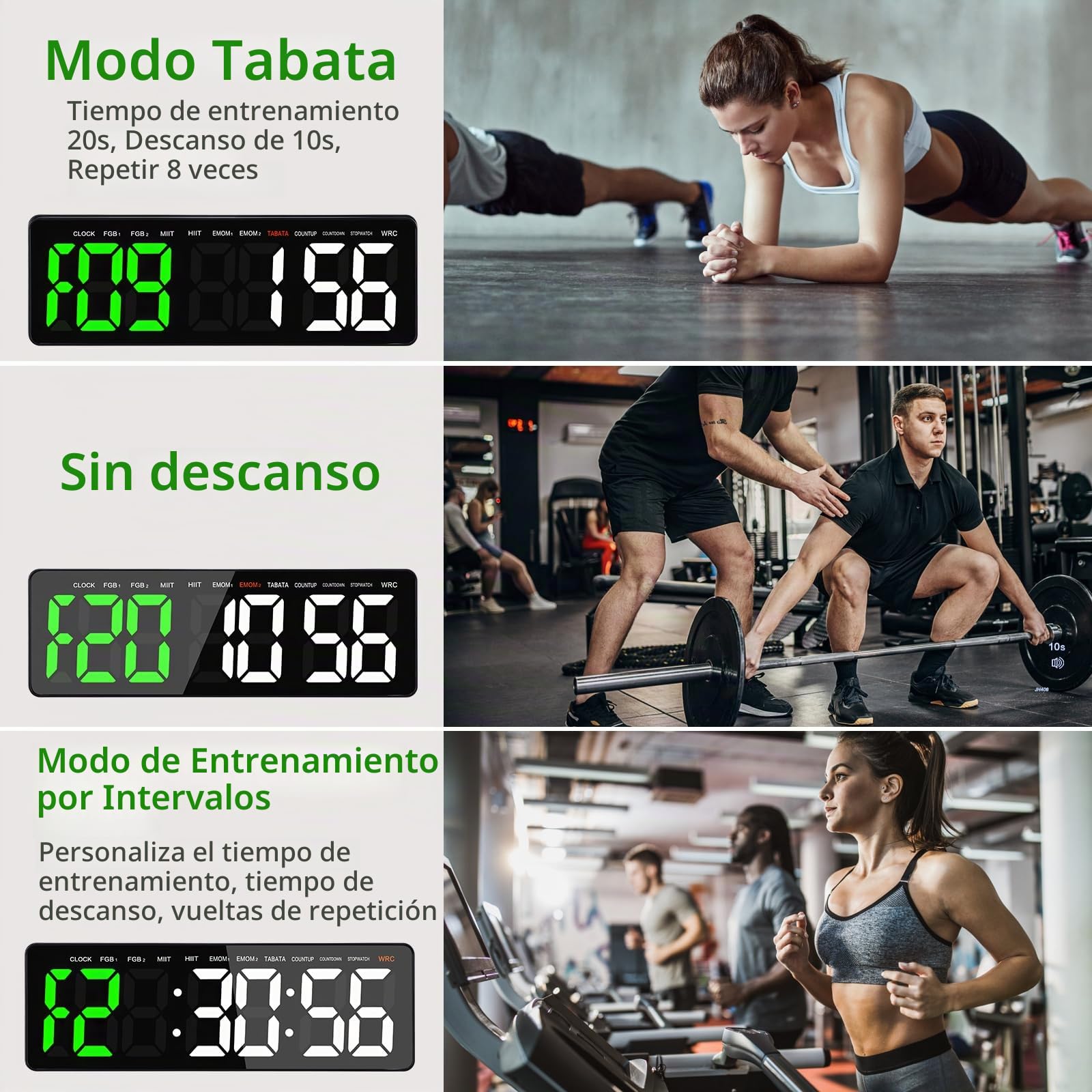 Temporizador de Gimnasio,Gym Timer, 16.5'' Reloj Gimnasio Pared, con Countdown/UP Cronómetro, Digital Wall Gym Timer con Control Remoto