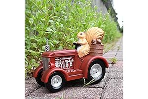 Solar-Powered Lighted Squirrel Tractor: Christmas and Harvest Delight