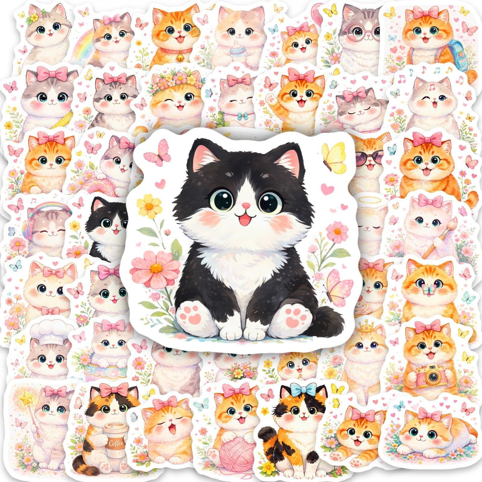 FGLFPXI 50-Pack Watercolor Stickers Notebook Guitar Luggage Stationery Waterproof Decals