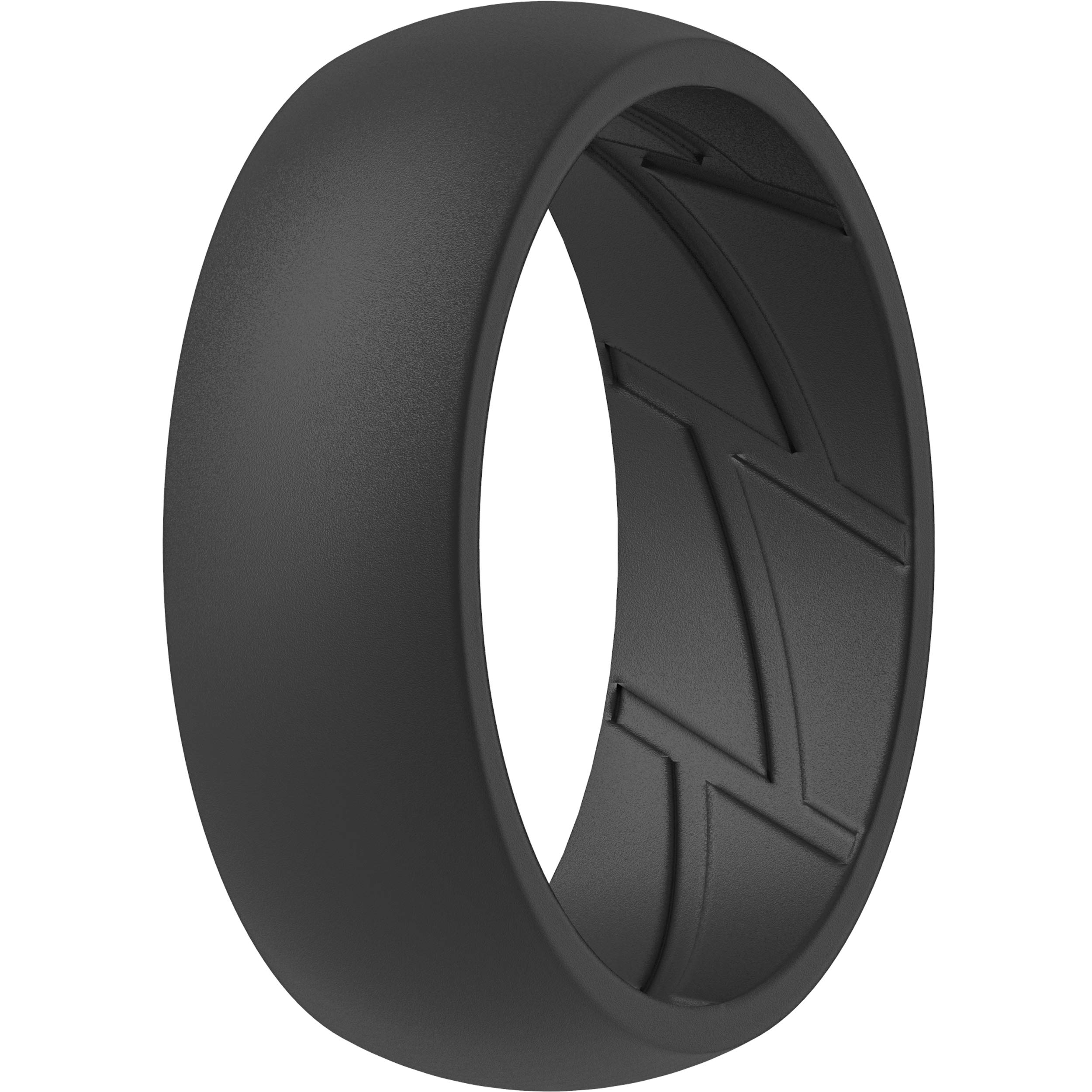 ThunderFit Silicone Wedding Rings for Men, Breathable Edition Rubber Engagement Bands Airflow Inner Grooves 8.5mm Wide 2.5mm Thick - 1/2/3/4/5/6/7 Variety Multipack, 9.5 - 10 (19.8mm), Silicone, No