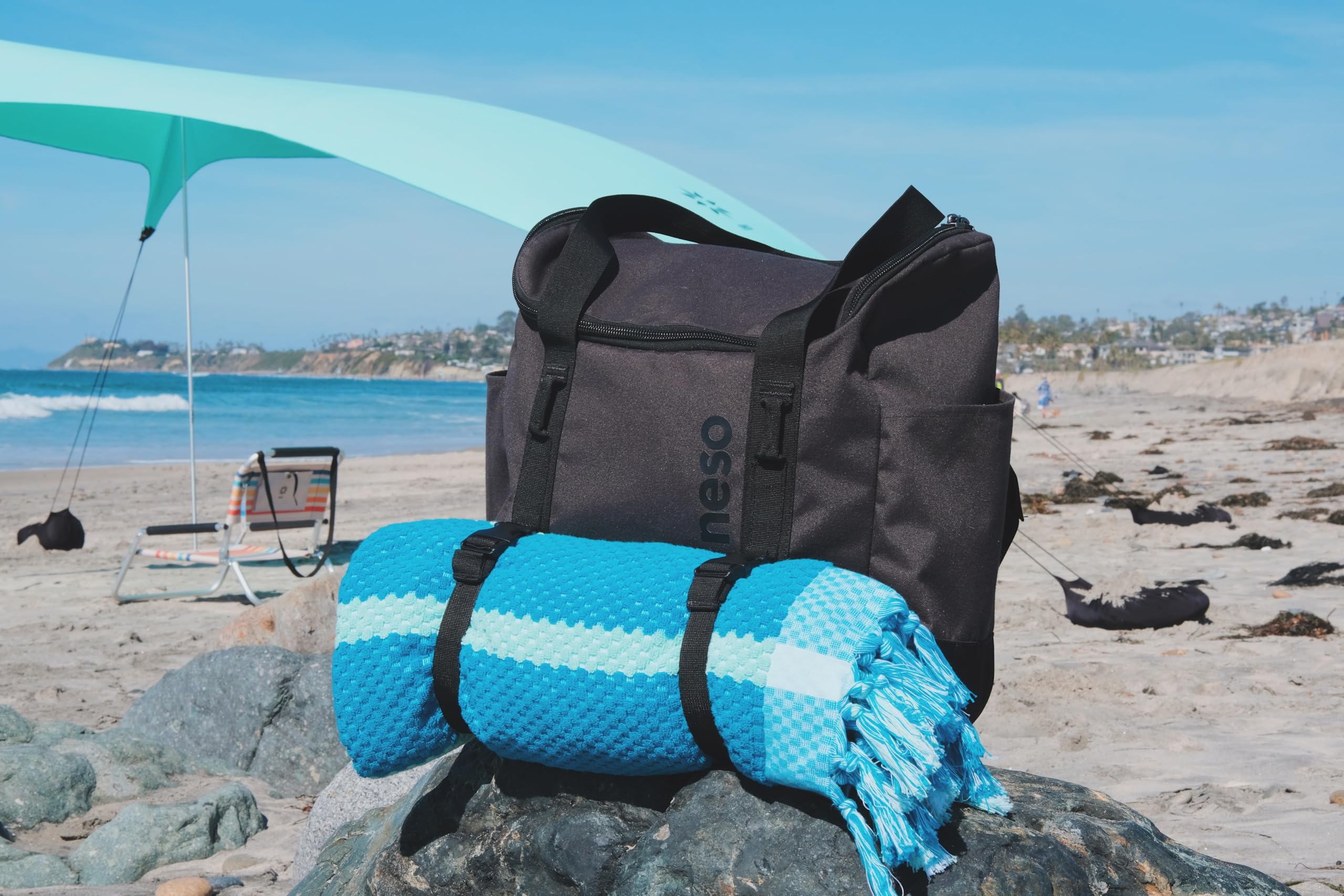 Neso Extra großes Strandtuch, 100 % Baumwolle, Jacquard-Gewebe mit extra Saugfähigkeit, für Strand, Pool, Schwimmen (Küstenstreifen)