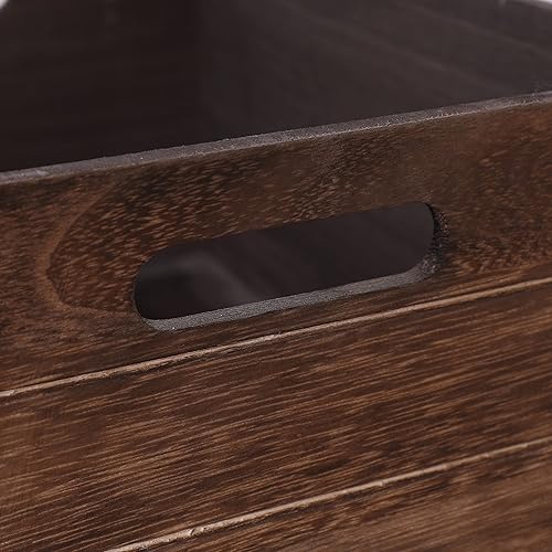 Miniatura 7 de SENRYEE Caja de madera negra antigua para almacenamiento, cajas decorativas rústicas, juego de 3 cajas de almacenamiento de madera extra grandes