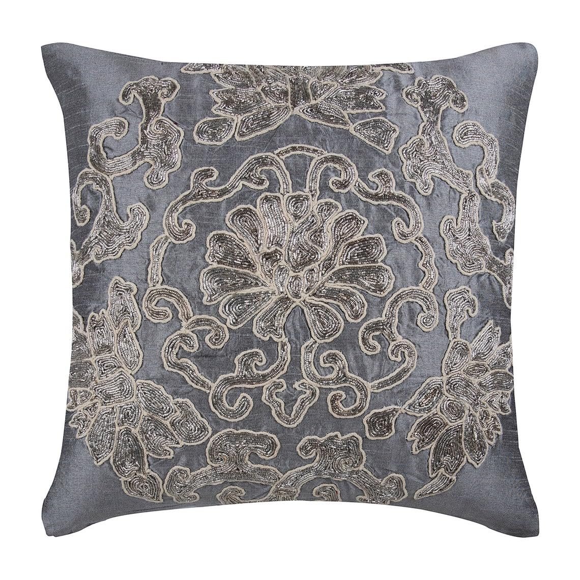 The HomeCentric Decorative Cushion Covers 40x40 cm (16x16 inch) Grey, Silk Throw Cushion Covers, Cushion Covers, Contemporary Cushion Covers Online - Ottomon Dome โ image 1