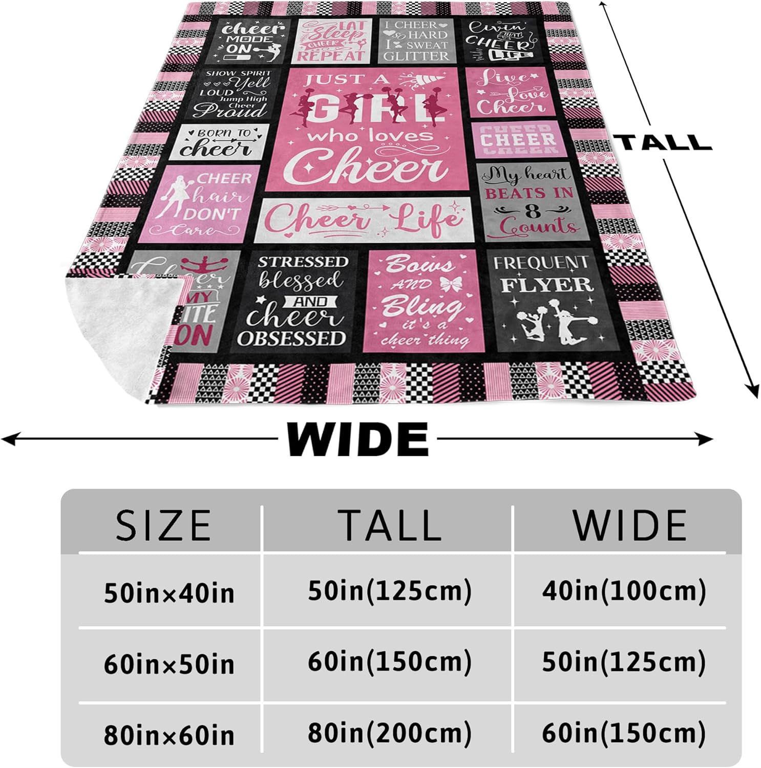 Cheerleader Gifts, Unique Cheer Blanket Gifts for Girls, Best Cheerleading Gift Ideas, Gifts for Cheerleaders Team, Cheer Competition Gifts, Cheerleader/Cheerleading Stuff Soft Blanket 50X40in - Image 6