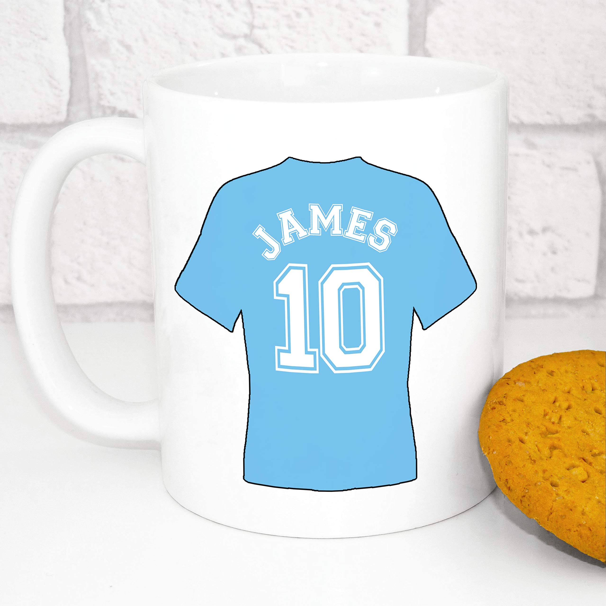 Personalised Football Mug - Custom Football Shirt Mug - Choose Your Team's Colour (Blue)