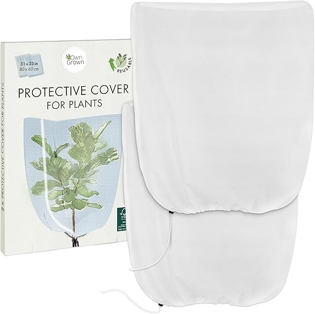 OwnGrown Ochrona roślin w zimie: 2 x ochrona roślin  oddychająca, przepuszczająca światło osłona ochronna na rośliny zimą  ochrona roślin doniczkowych  ochrona przed mrozem