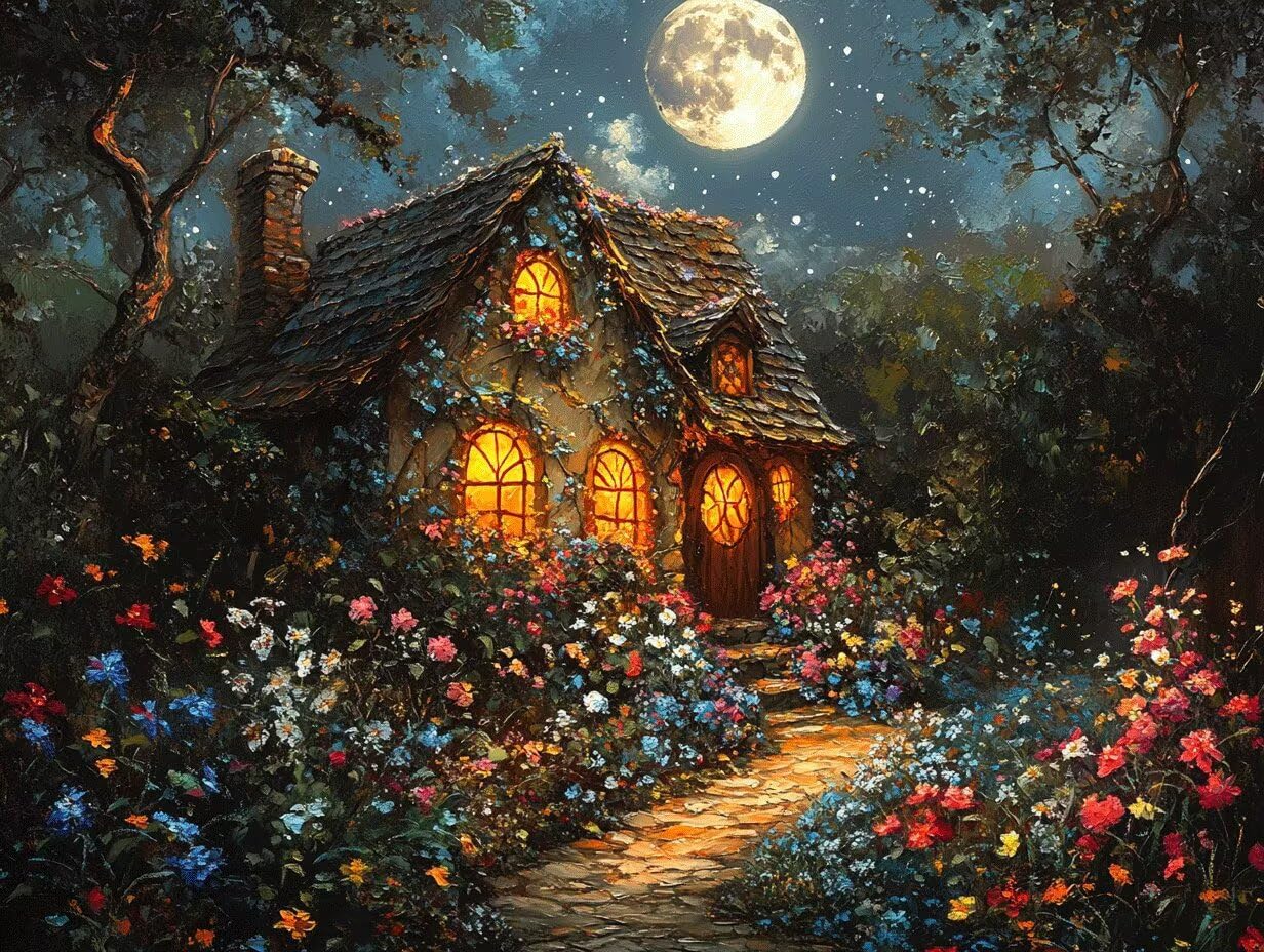 Mond Malen Nach Zahlen Erwachsene Malen Nach Zahlen Kinder, Kreatives für Mädchen, Paint by Numbers Adult DIY Haus Handgemalt Ölgemälde für Anfänger, Home Decoration, Ohne Rahmen, 80x100cm m-486