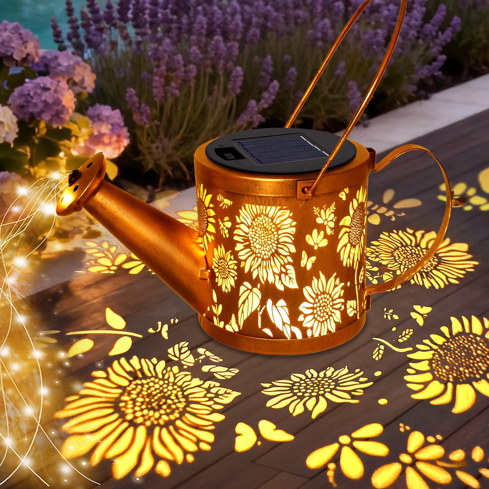 Solar-Gießkannen-Lichter für den Außenbereich, kleine Solar-Hof-Dekorationen, wasserdicht für Gartendekoration, Sonnenblumen-dekorative Terrassenlichter für den Außenbereich, Weg, Rasen, Geschenke für