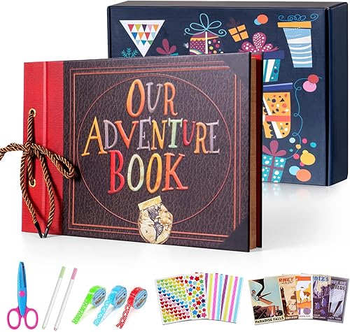 Miniatura 1 de Nuestro libro de aventuras álbum de recortes, álbum de recortes de viaje, 80 páginas retro, expandible con kit de accesorios de bricolaje, regalo