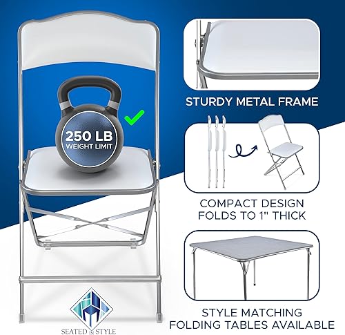 Miniatura 4 de Sillas plegables con asientos acolchados, paquete de 4, sillas plegables con marco de acero de alta resistencia, elegantes sillas de puente para