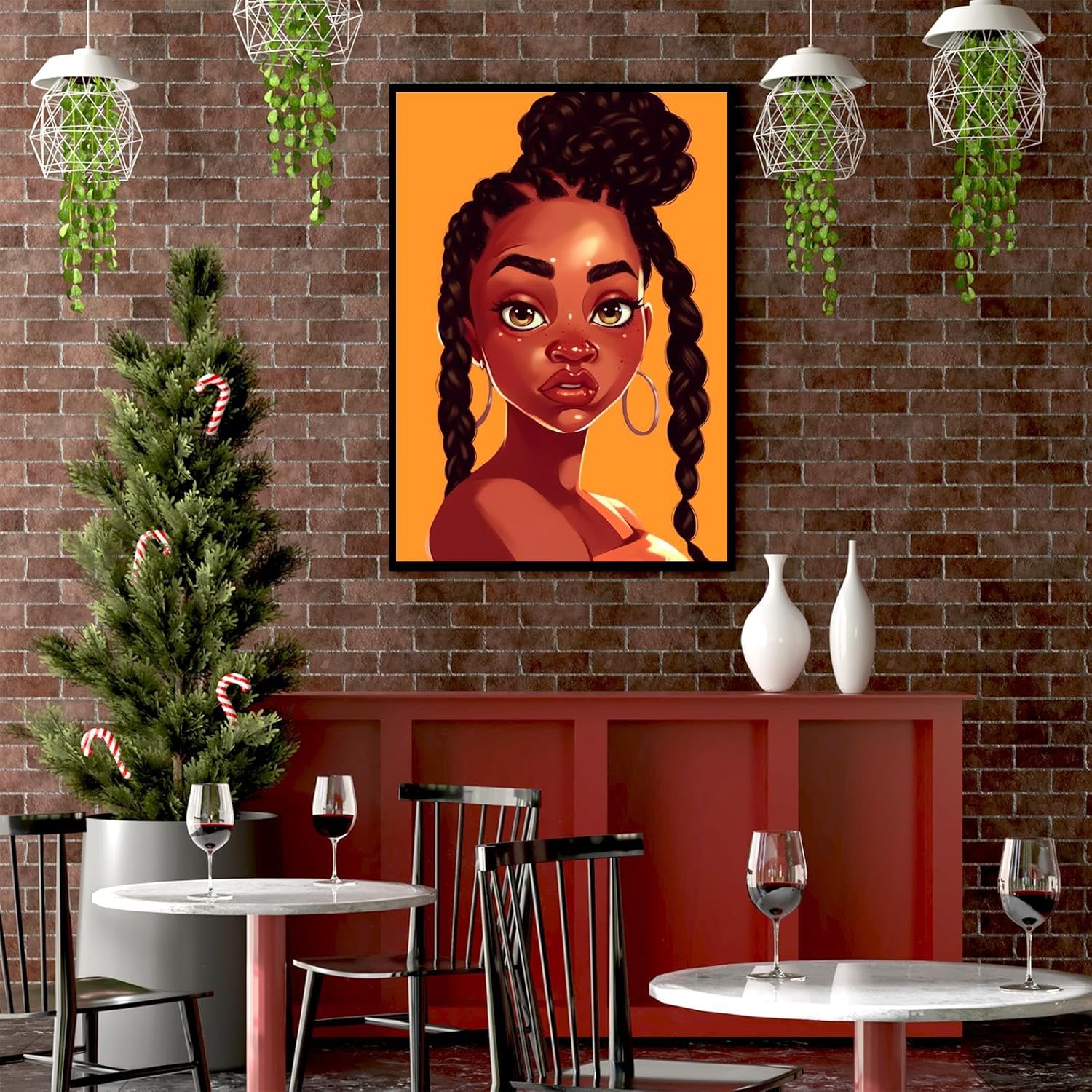 NSUAJOF Diamond Painting Kits DIY Full Round Drill Dark-Skinned Woman with Twisted Braids Soft Canvas Personalized Design, 5D Art - Home Wall Decor & Great Gift for Family Friends 20x30 Inch