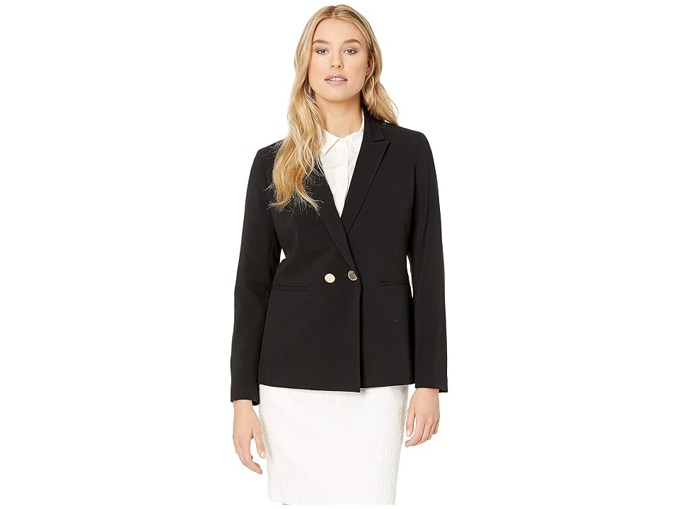 

Nine West Two-Button Peak Collar Double Breasted Jacket (Black) Women's Clothing