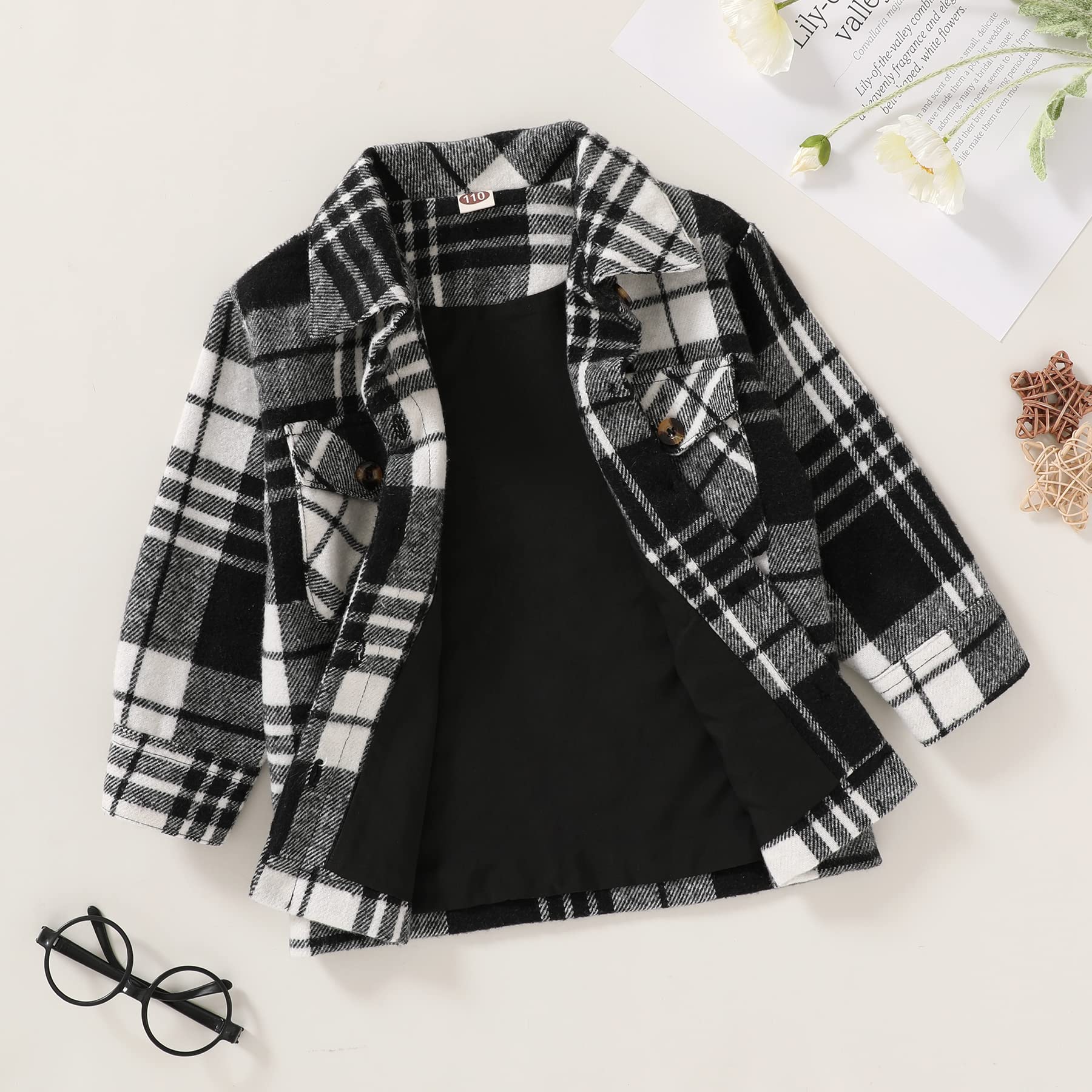 YOUNGER TREE Baby Girl's Modern, Black-White, 2-3T