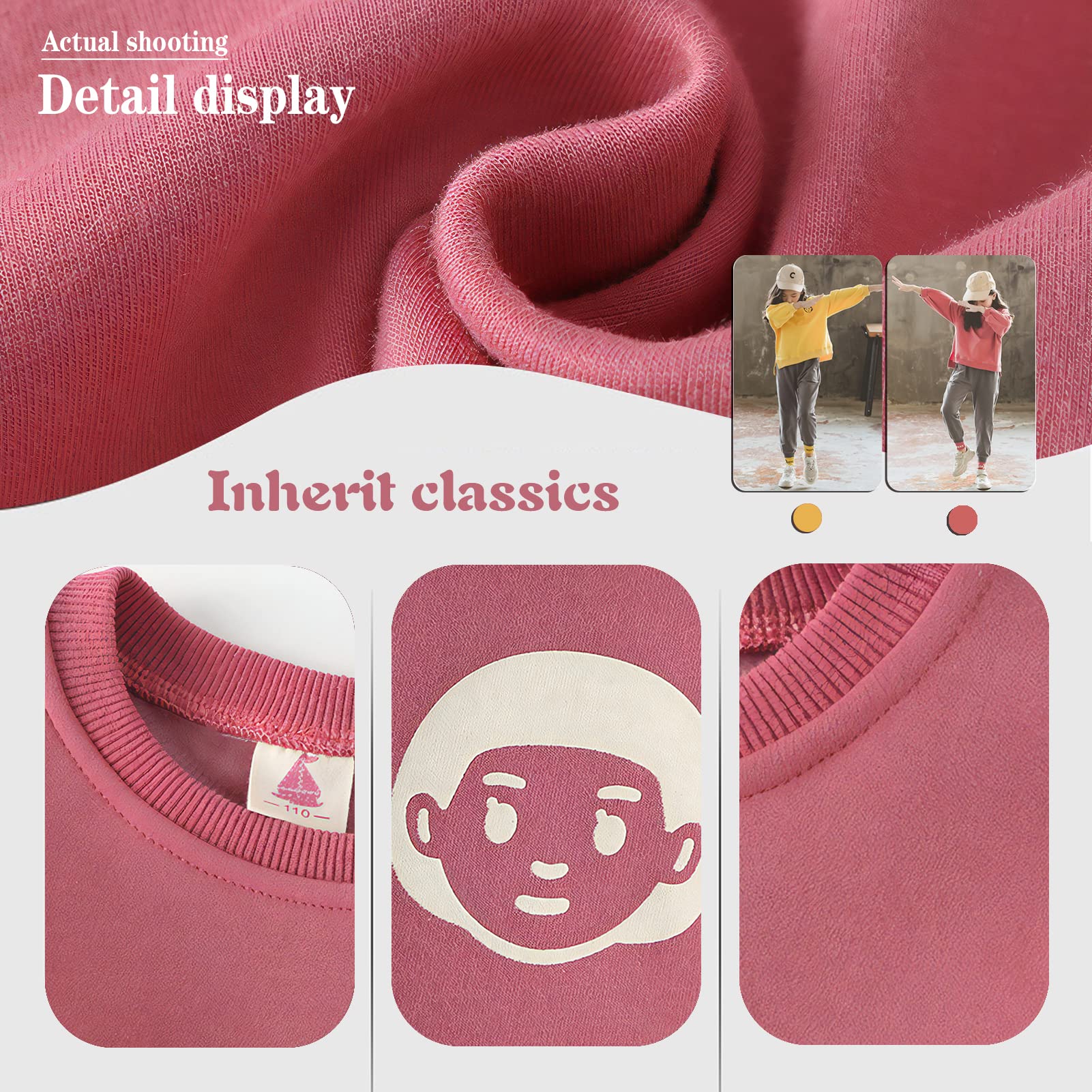 LPATTERN Niñas Chándal Estampado Traje Deportivo 2 Piezas Traje de Jogging Sudadera + Pantalones,Rojo Ladrillo,10-11 años