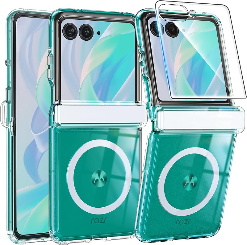 FNTCASE for Motorola Razr 2026/2025/2024 Case with Hinge Protection Clear | Screen Protector, Compatible with Magsafe, Anti Yellowing, Magnetic, Shockproof Protective Bumper, Translucent Cell Cover