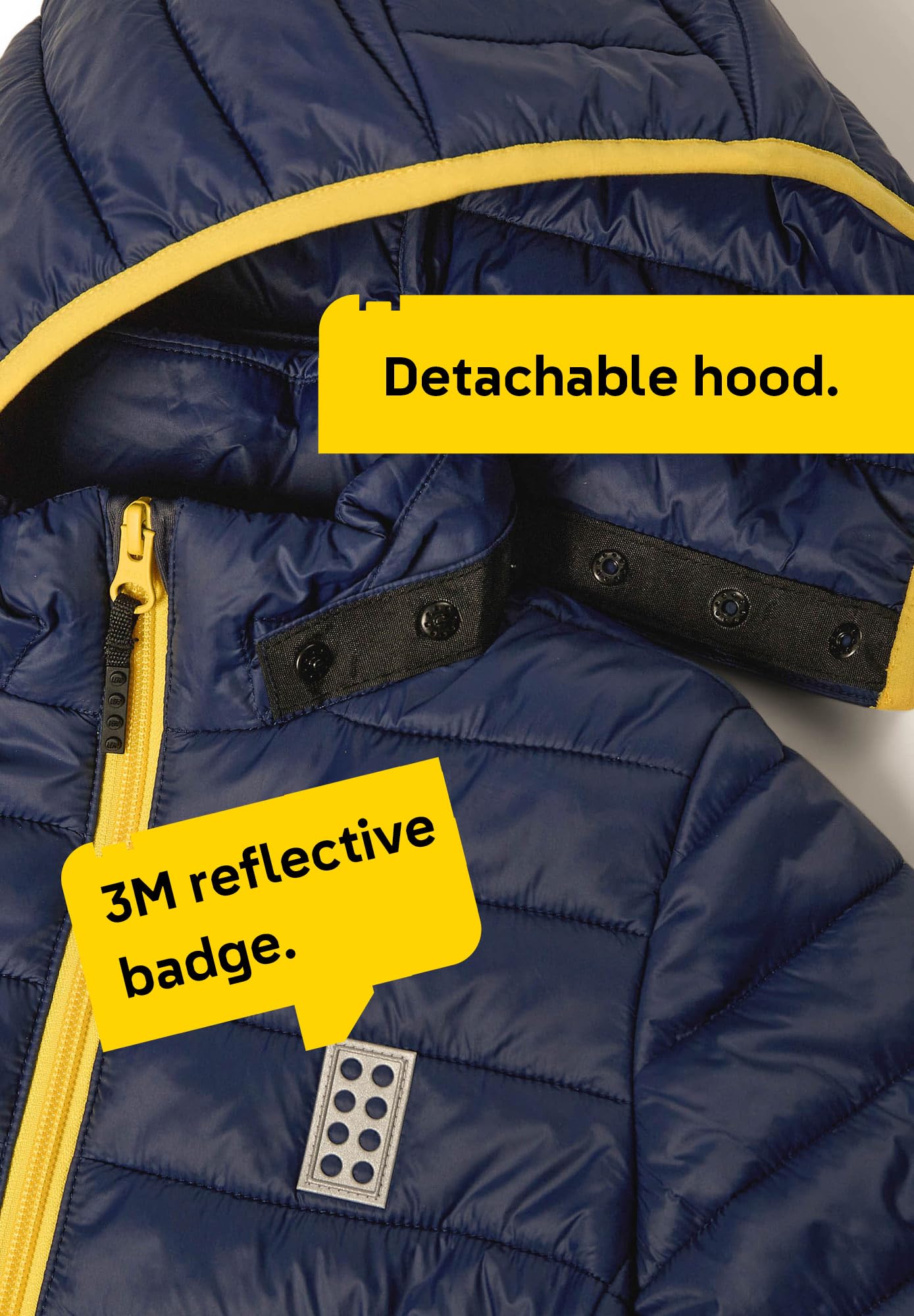 Kabooki LEGO® Gefütterte Jacke für Kinder - Winddichte Frühlings- und Herbstjacke mit Abnehmbarer Kapuze und Reflektoren | Bequeme LEGO® Jacke für Mädchen und Jungen