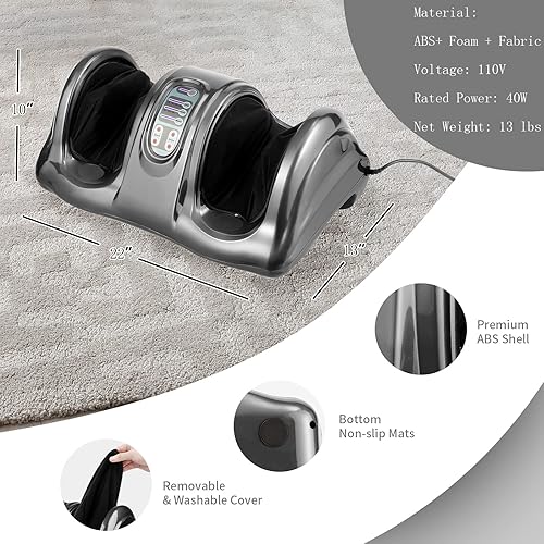 Miniatura 7 de WELLHUT Máquina masajeadora de pies Shiatsu, masajeador de pies y pantorrillas para tobillo, brazo de pierna de pantorrilla, rodillo de amasado