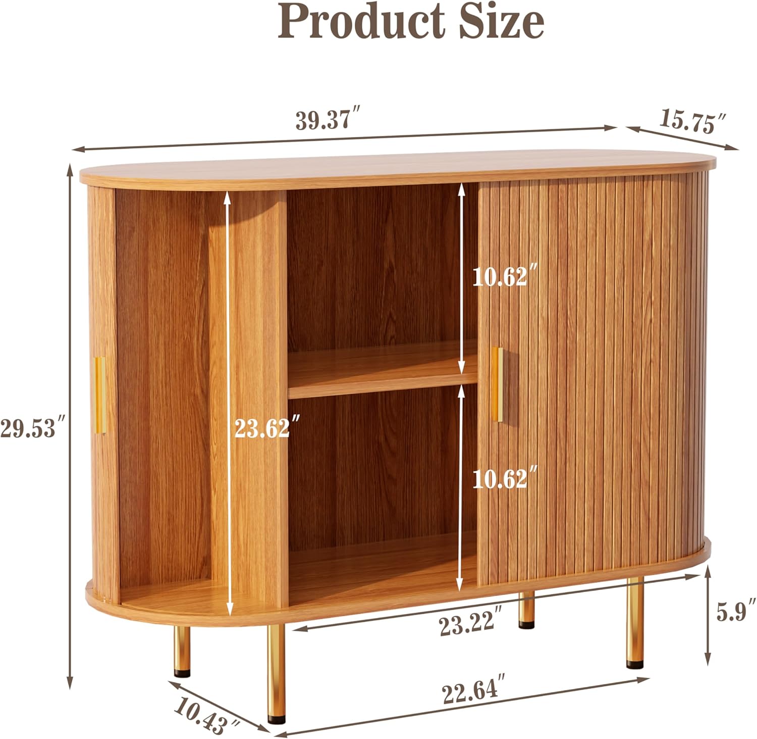 Sideboard Buffet Cabinet with Stora, Mid Modern Fluted