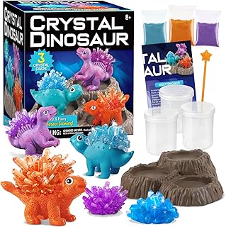 XXTOYS Crystal Growing Kit for Kids - 3 Vibrant Colored Dinosaurs to Grow - Science Kits for Kids Age 6-8, Great Gifts Toys for Boys & Girls 8-12, STEM Projects for Kids