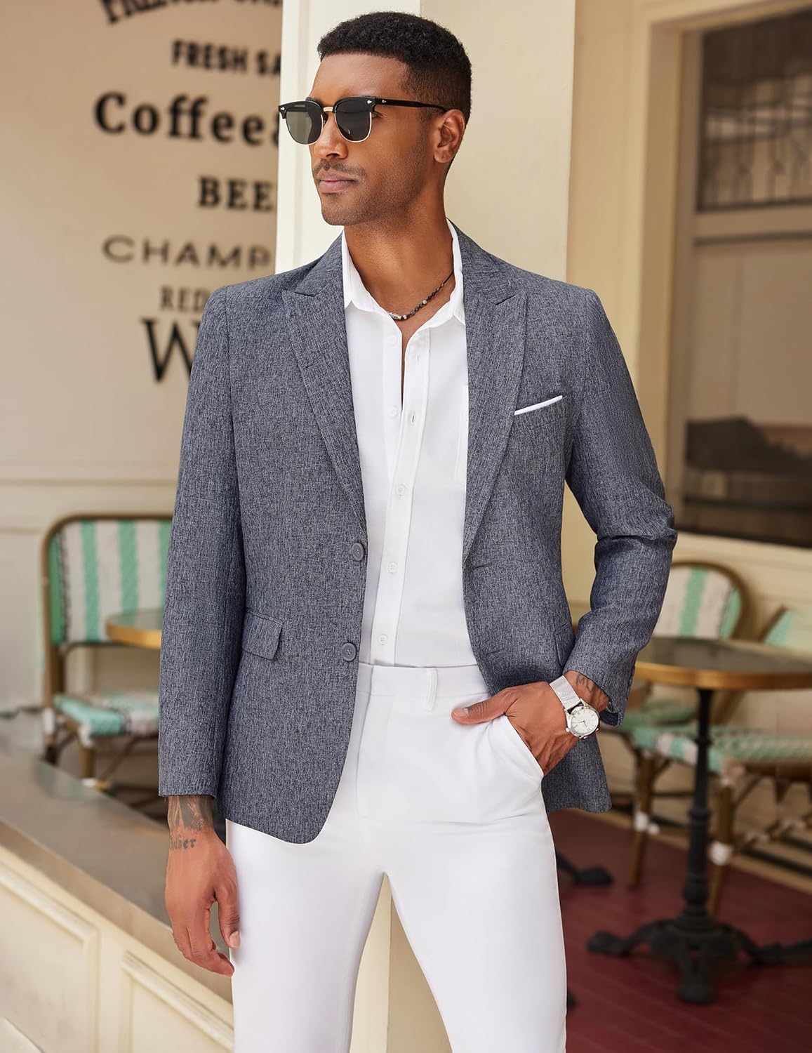 COOFANDY Mens Blazer Casual Two Buttons Sport Coat Slim Fit Lightweight Suit Jackets - Image 2