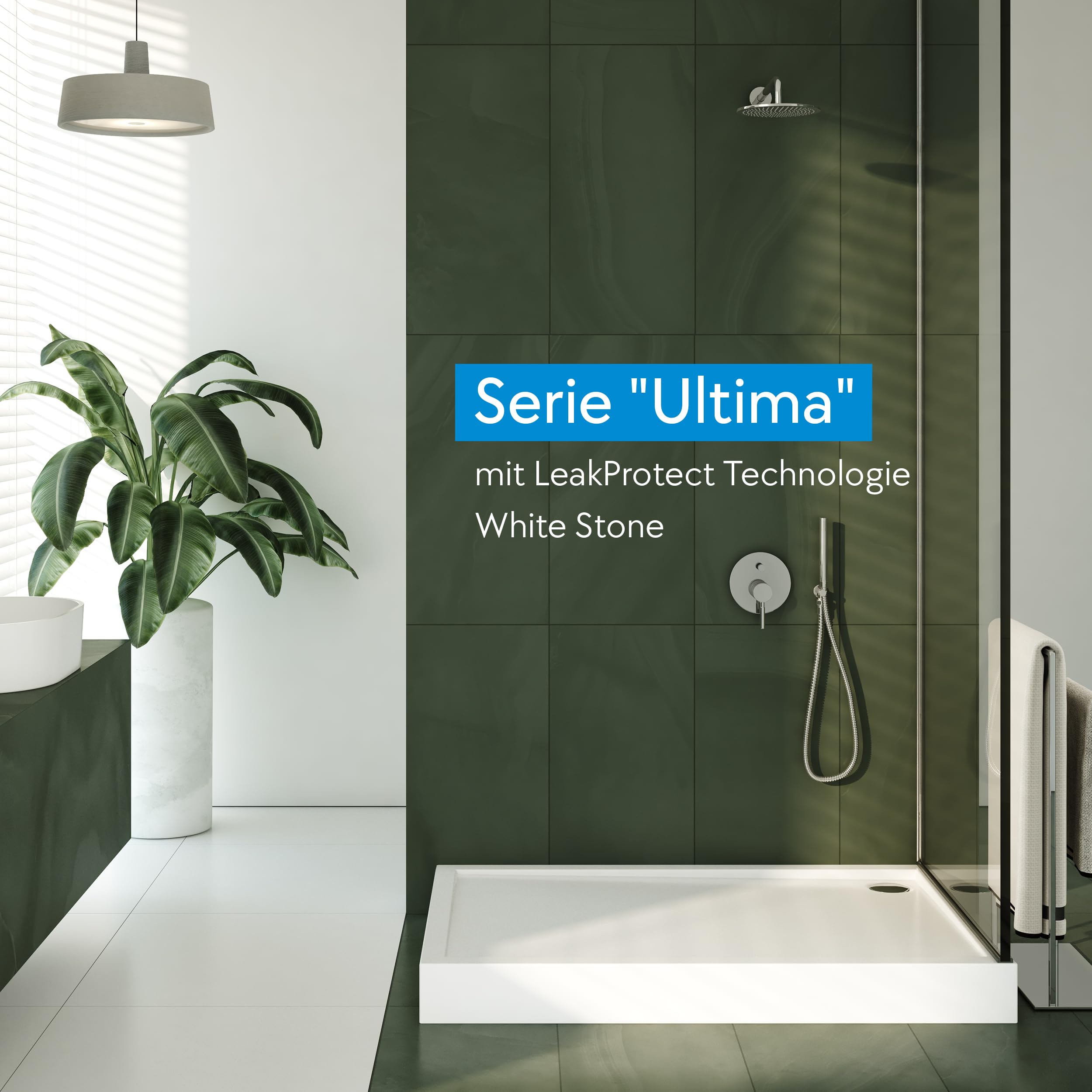AQUABAD Duschwanne/Duschtasse | Ultima mit LeakProtect Technologie Smooth White 70x120cm Rechteck