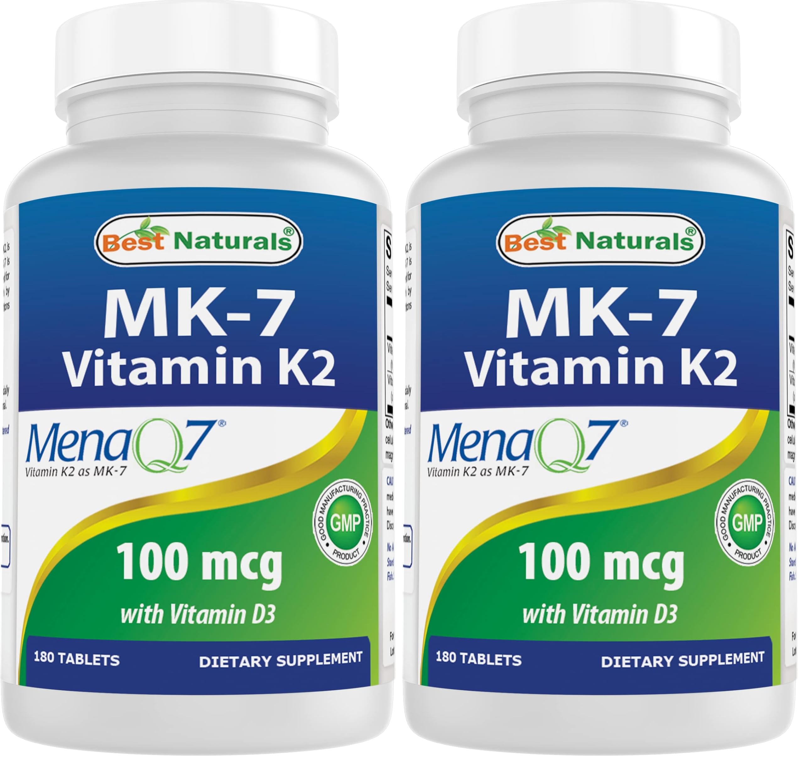 Best Naturals Vitamin K2 (MK7) with D3 Supplement Bone and Heart Health (5000 IU Vitamin D3 & 100 mcg Vitamin K2 MK7), 180 Tablets (Pack of 2) 180 Count (Pack of 2)