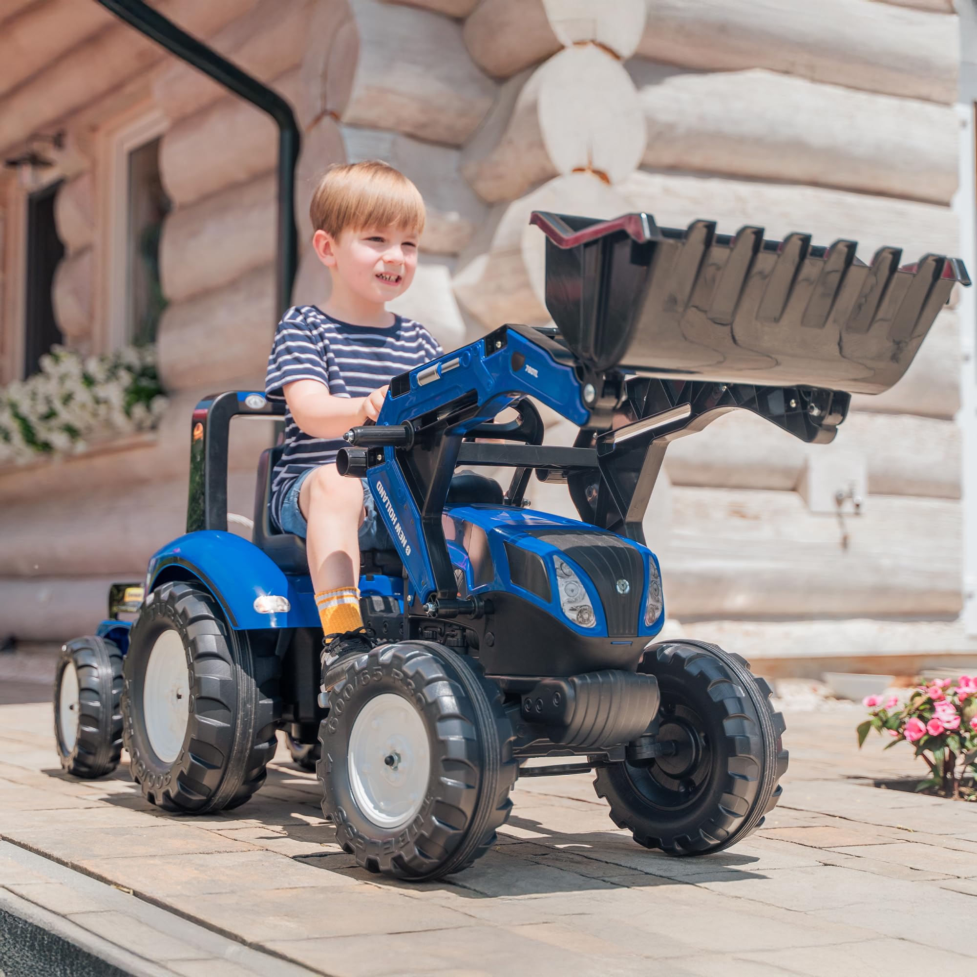 Tractor Electrico Para Niños Excavadora New Holland T8 Falk Con