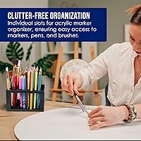 Vista 7 de U.S. Art Supply 96 Soporte de plástico con agujeros para pinceles y lápices - organizador de pie de escritorio, soporte para bolígrafos, pinceles