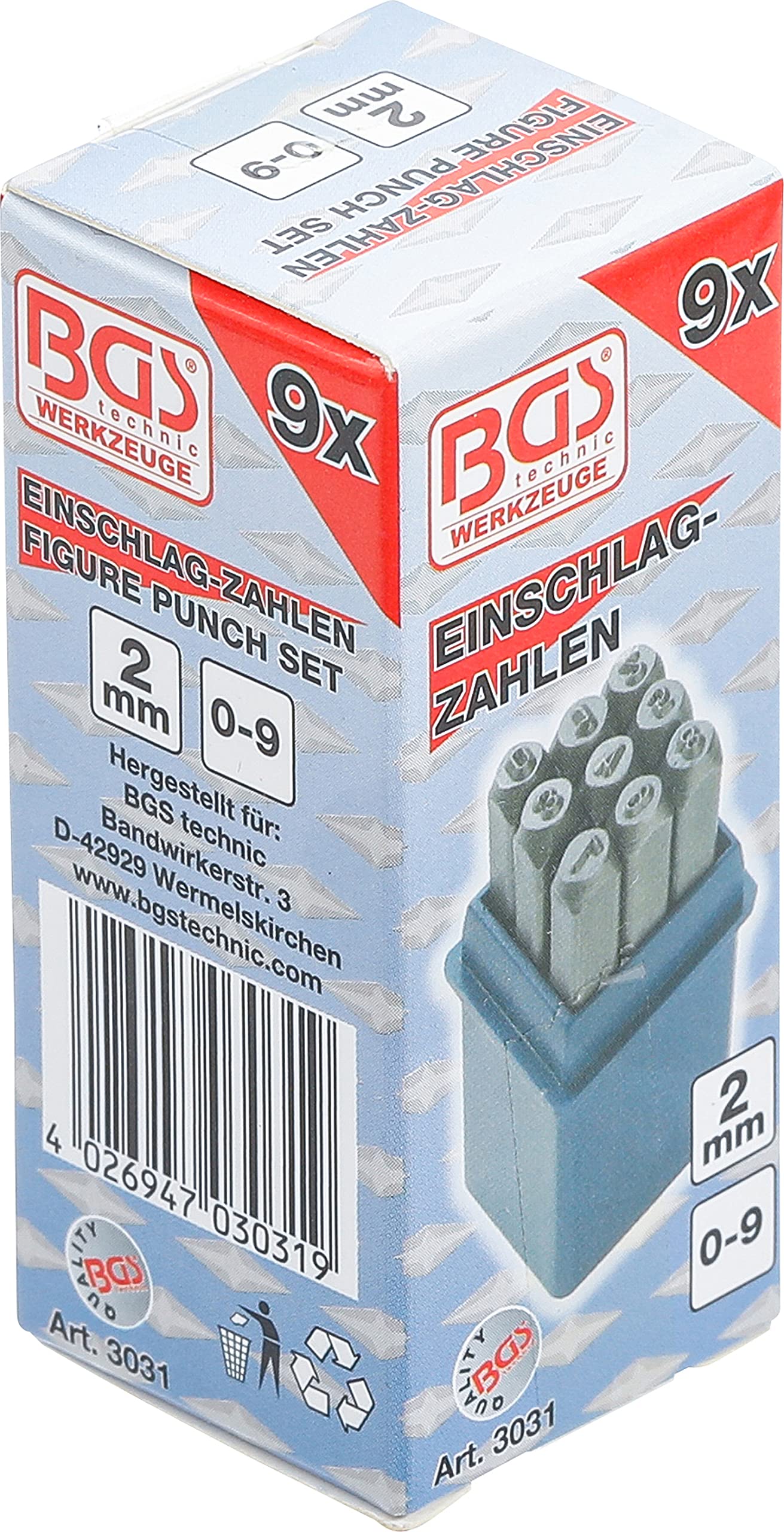 Punzoni BGS Con Numeri - 2 Mm, Modello 3031, Per Incisione Su Metallo! - Foto 2