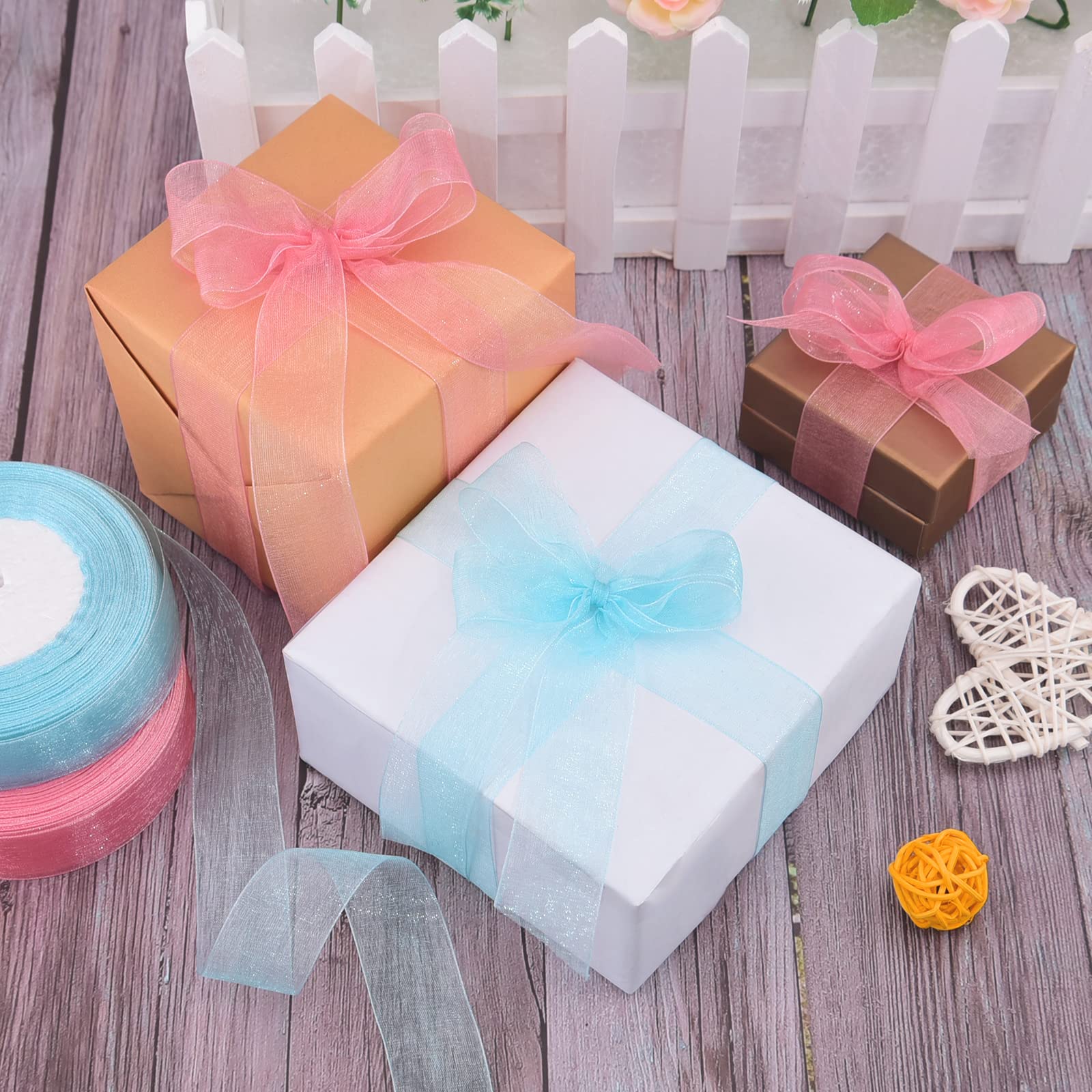 Hapeper Nastro Organza Trasparente 50 Metri - Larghezza 2,5 Cm - Colore Nero - Per Confezioni Regalo - 2