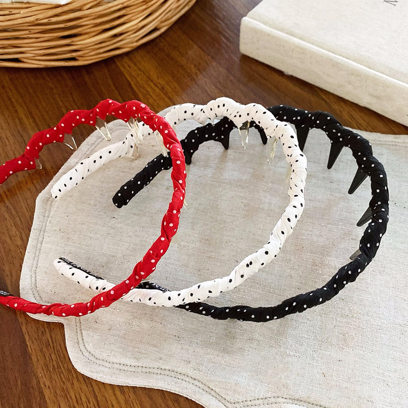 3PCS Zigzag Headbands for Women Wavy Dot Hair Band Adjustable Elastic Teeth Hairbands Fashion Vintage Hair Accessories for Girls - Image 3