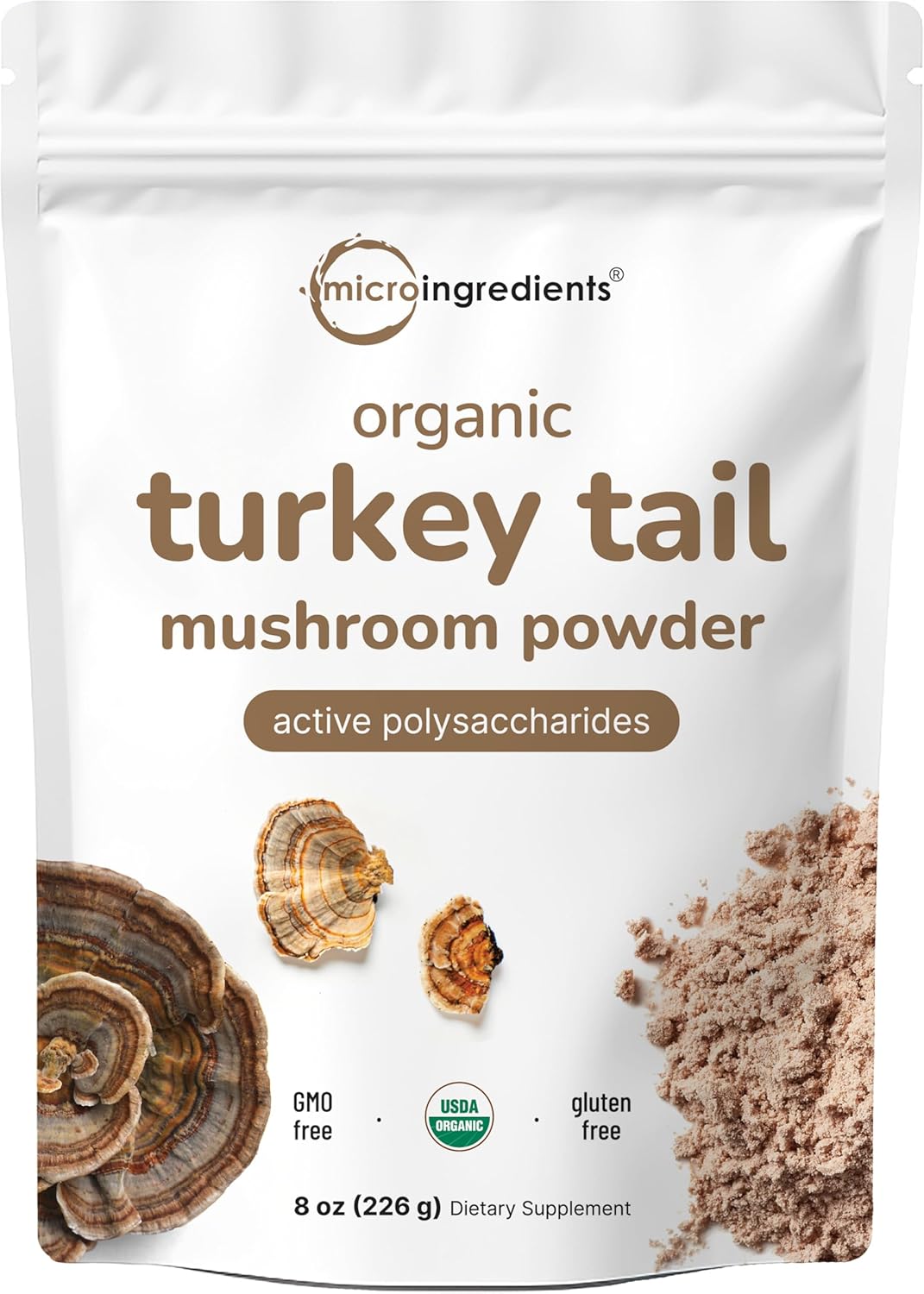 Micro Ingredients Organic Turkey Tail Mushroom Powder (50:1 Extract), 8 Ounce | Freeze Dried with Active Polysaccharides, Supports Immune Response & Cellular Level, Pet Friendly