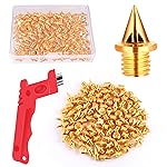JULMELON 120 PCS 1/4inch Stainless Steel Track and Cross Country Spikes Golf Shoe Spikes with Spike Wrench, Replacement Spikes for Sprint Sports Short Running Track ShoesGold