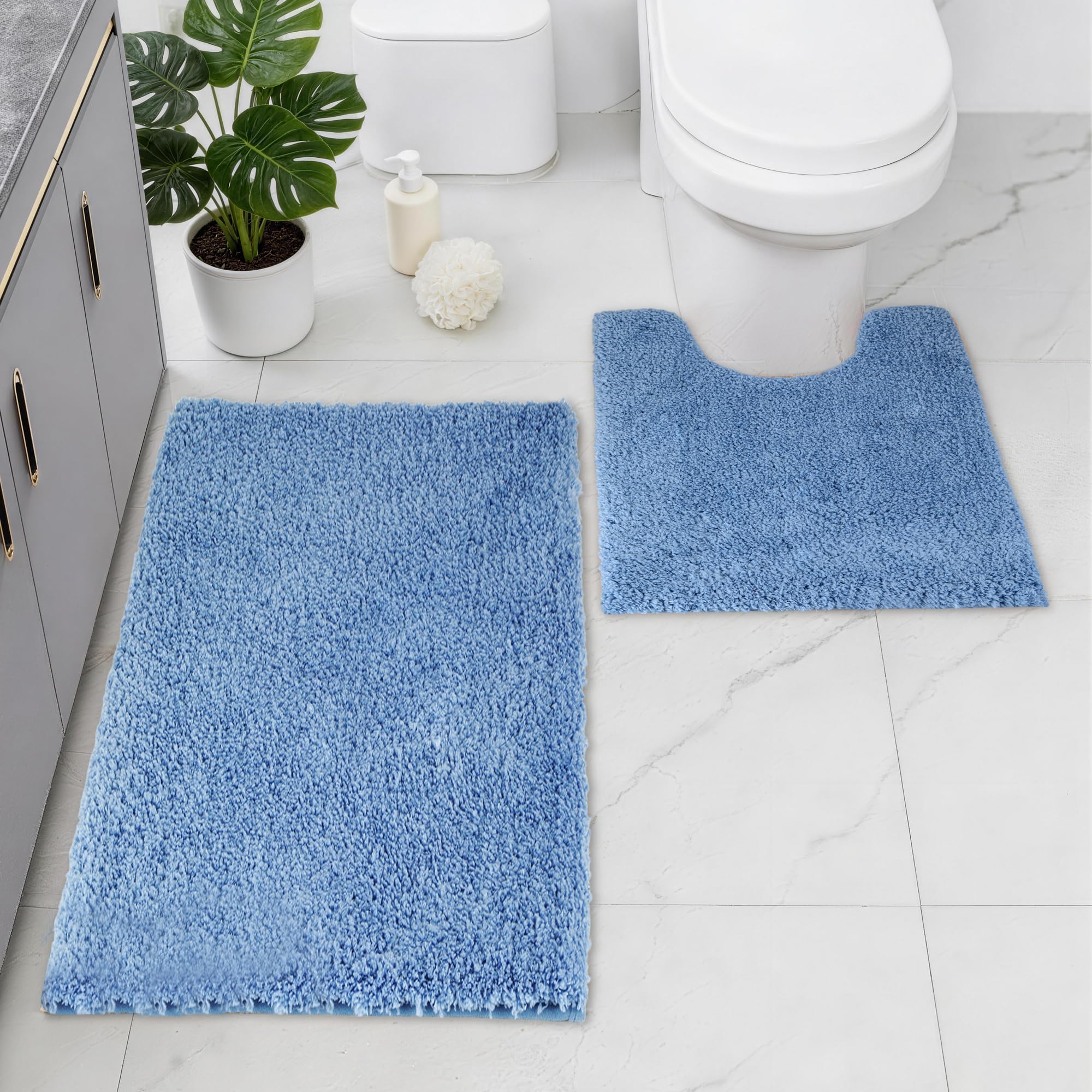 Baahrnom Microfibre Bath Mat Set, Non Slip Bathroom Mat Set 2 Piece โ image 1