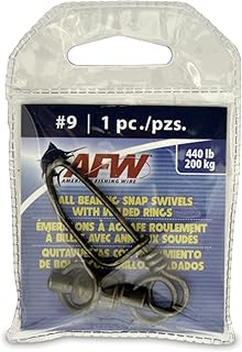 American Fishing Wire Black Ball Bearing Snap Swivels (1 Piece), Size 9, 440 Pound Test