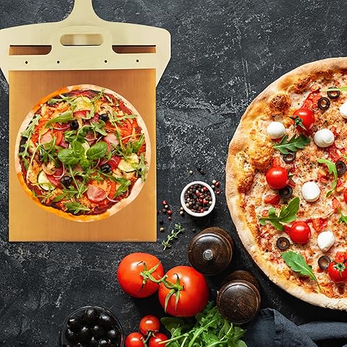 Miniatura 2 de Pala Pizza Scorrevole, la cáscara de pizza que transfiere la masa de pizza Perfectl antiadherente, paleta de pizza con asa, espátula de pizza para