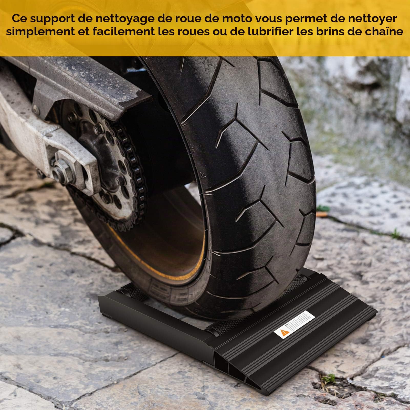 Support de Nettoyage Roue Moto Aluminium, Rampe Pratique, 500 LBS