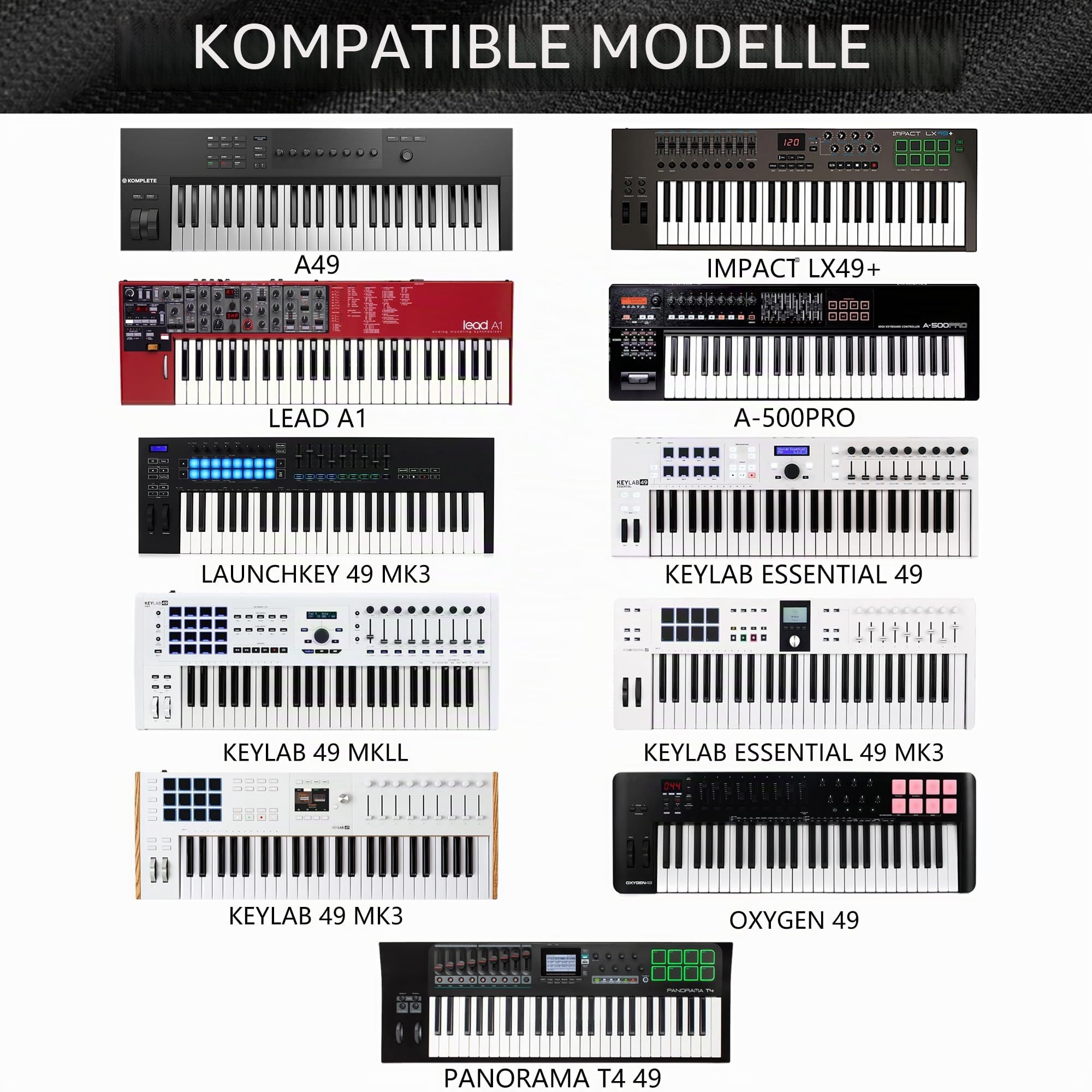 Musiin Staubschutz für MIDI-Controller-Tastaturen, kompatibel mit Arturia KeyLab 49 Mk3, Essential 49 mk3, mk2, Chinlon, staub- und kratzfest, glatte Haptik und individuelle Passform