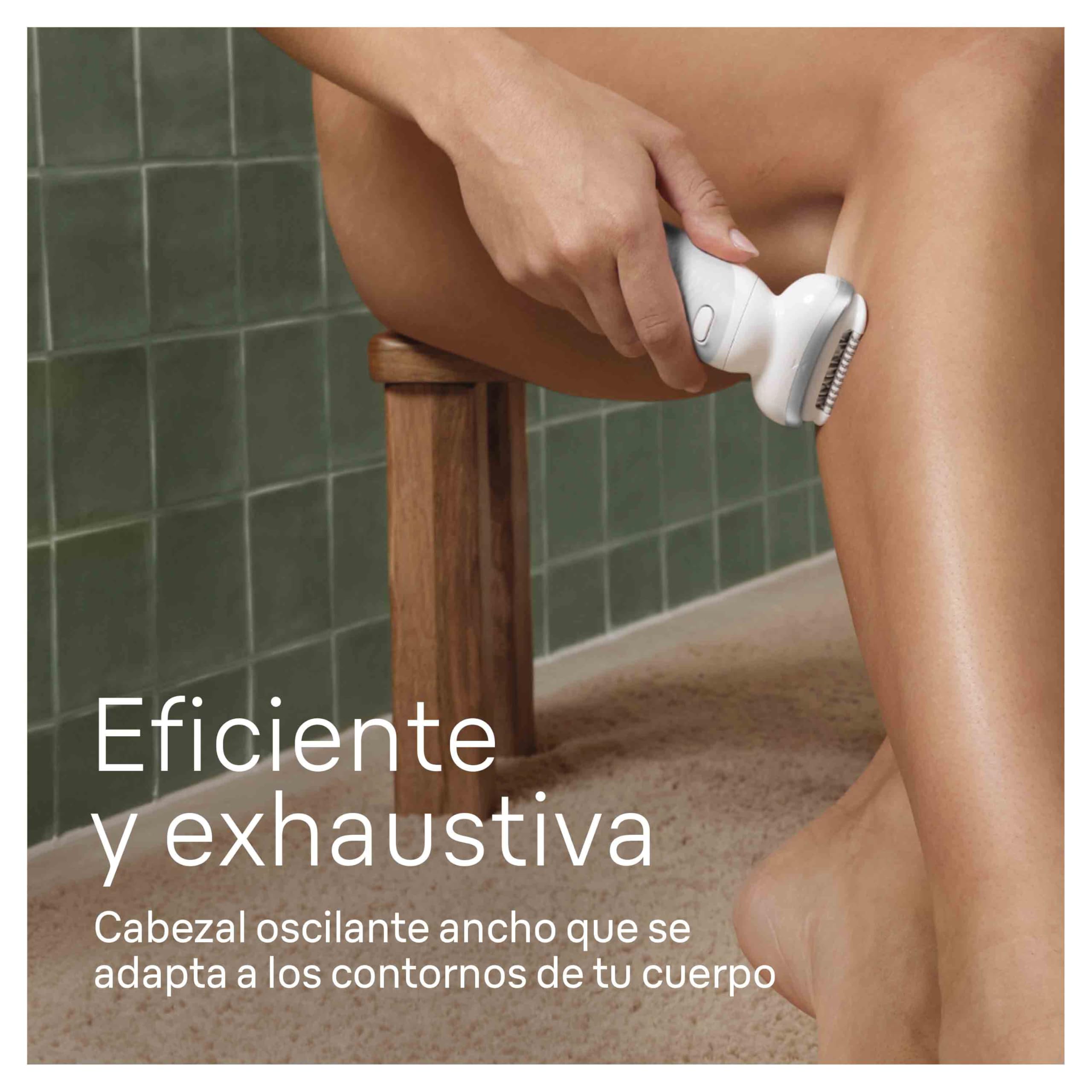 Braun Silk-épil 9, Depiladora Eléctrica Mujer Para Una Eliminación Del Vello Fácil, Depilación En Seco Y En Mojado, Con Cabezal De Rasuradora, Piel Suave Duradera, 9-041, Blanca/Plateada