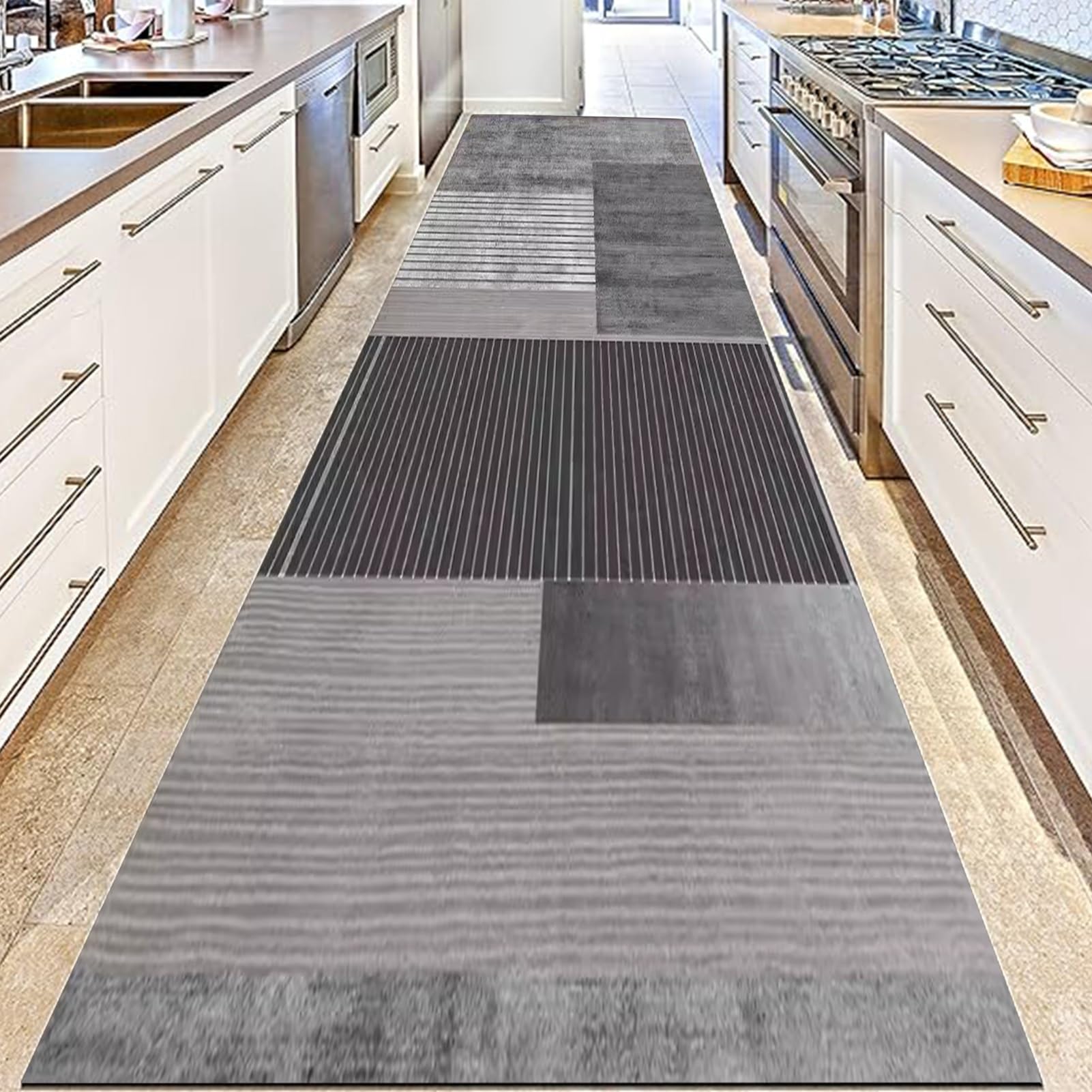 Tappeto lavabile per corridoio e cucina, resistente, antiscivolo, in cotone, extra lungo, 60 x 250 cm, tappeto da ingresso perfetto per bagno e lavanderia