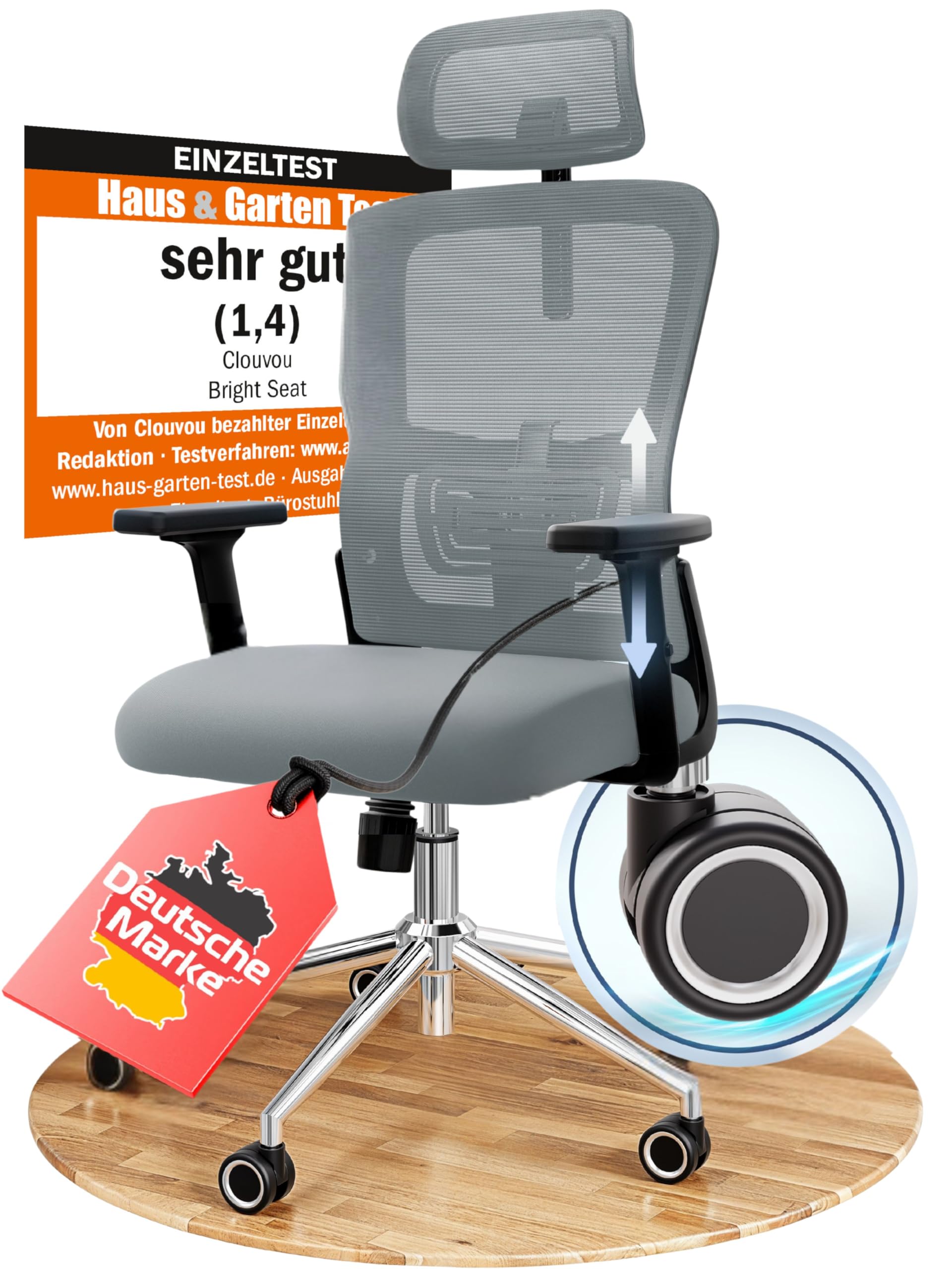 CLOUVOU BrightSeat Bürostuhl Ergonomisch [TESTSIEGER] Schreibtischstuhl 100% individuell einstellbar | Büro Stuhl &amp; Gaming Stuhl | Computerstuhl Home Office Chair Ergonomic | Drehstuhl 150 kg – Amazon Angebot