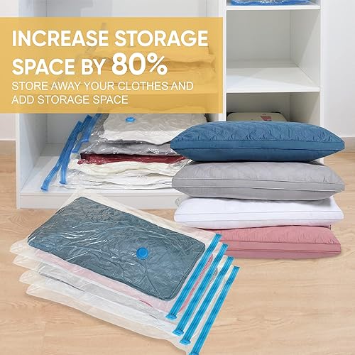 Miniatura 2 de Bolsas de almacenamiento al vacío, 10 bolsas medianas para ahorrar espacio, con bomba, bolsas con sellado al vacío para ropa, edredones, mantas,