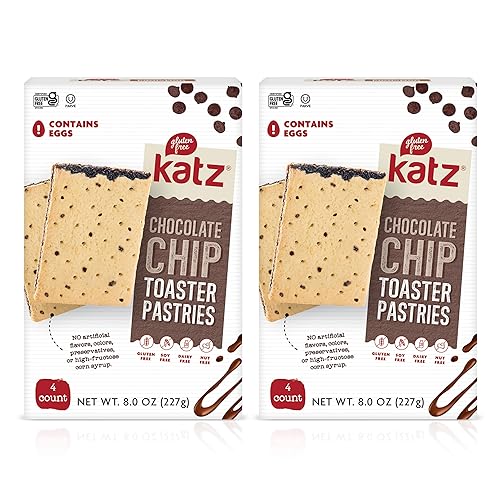 Katz Gluten Free Pasteles tostadores. Chips de chocolate. Comida de desayuno fácil o aperitivos en cualquier momento para adultos y niños. Sin